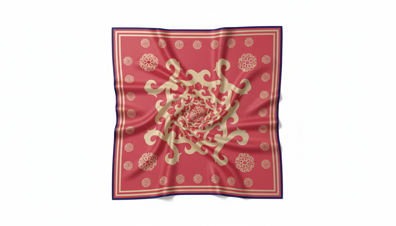 100% Silk Charmeuse Square Scarf Golden Elements No 2