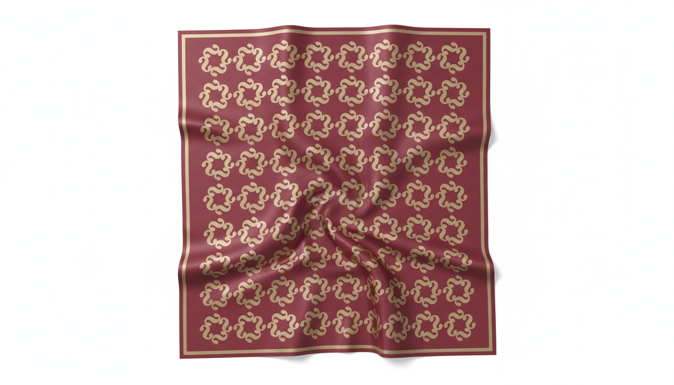 100% Silk Charmeuse Square Scarf Golden Elements No 1