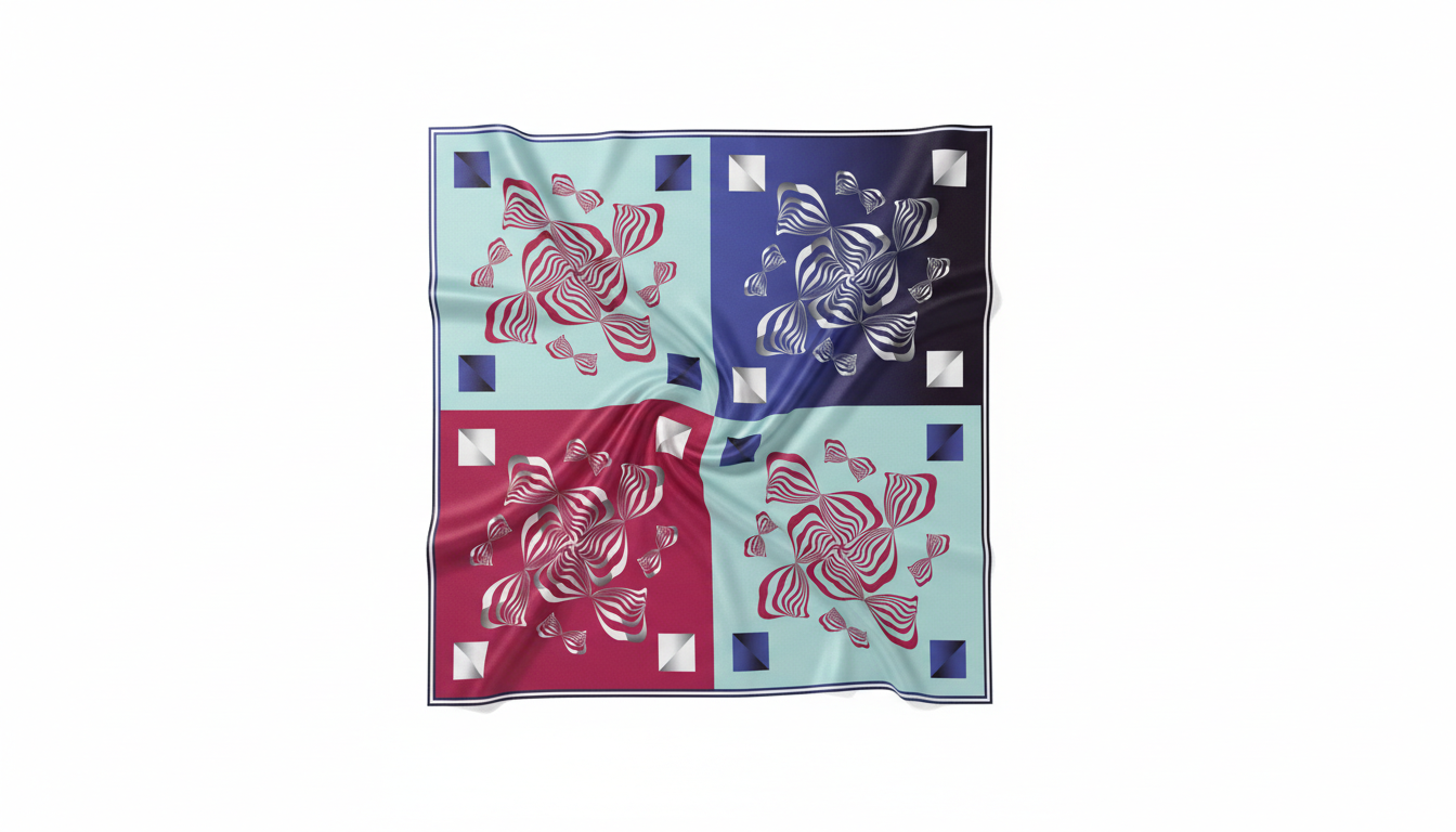 100% Silk Charmeuse Square Scarf Abstract Graphics No 1