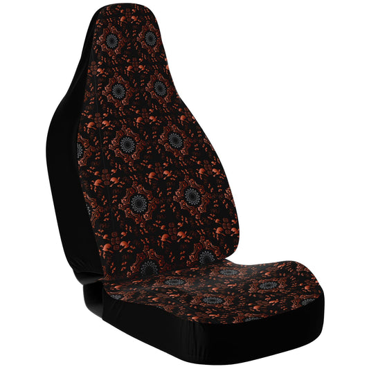 Car Seat Cover - AOP Kukloso Abstractical No 173 Mandala design in Copper color on Black- Free Shipping
