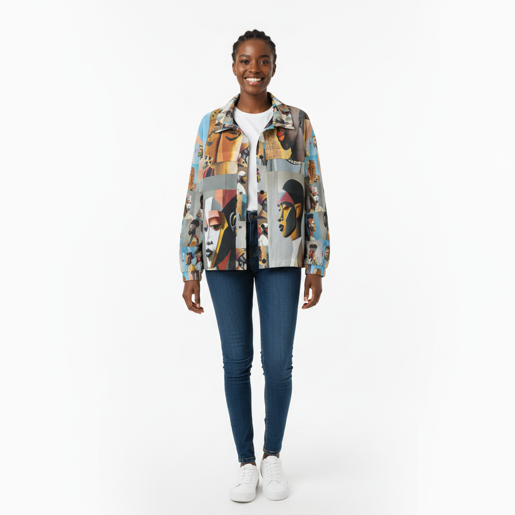 AOP Unisex Casual Lapel Jacket Kukloso Afro Cubist No 1