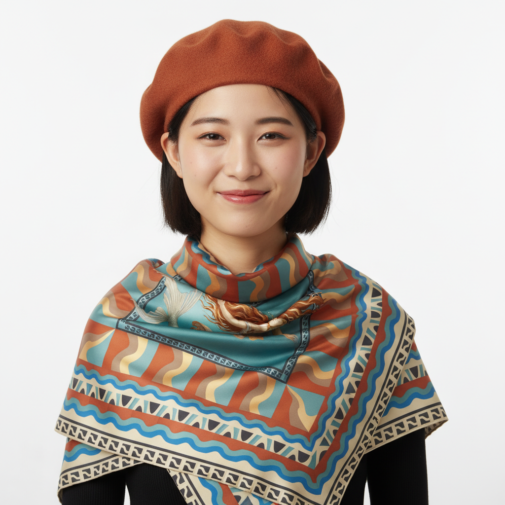 100% Silk Charmeuse Square Scarf Portrait of a Mermaid