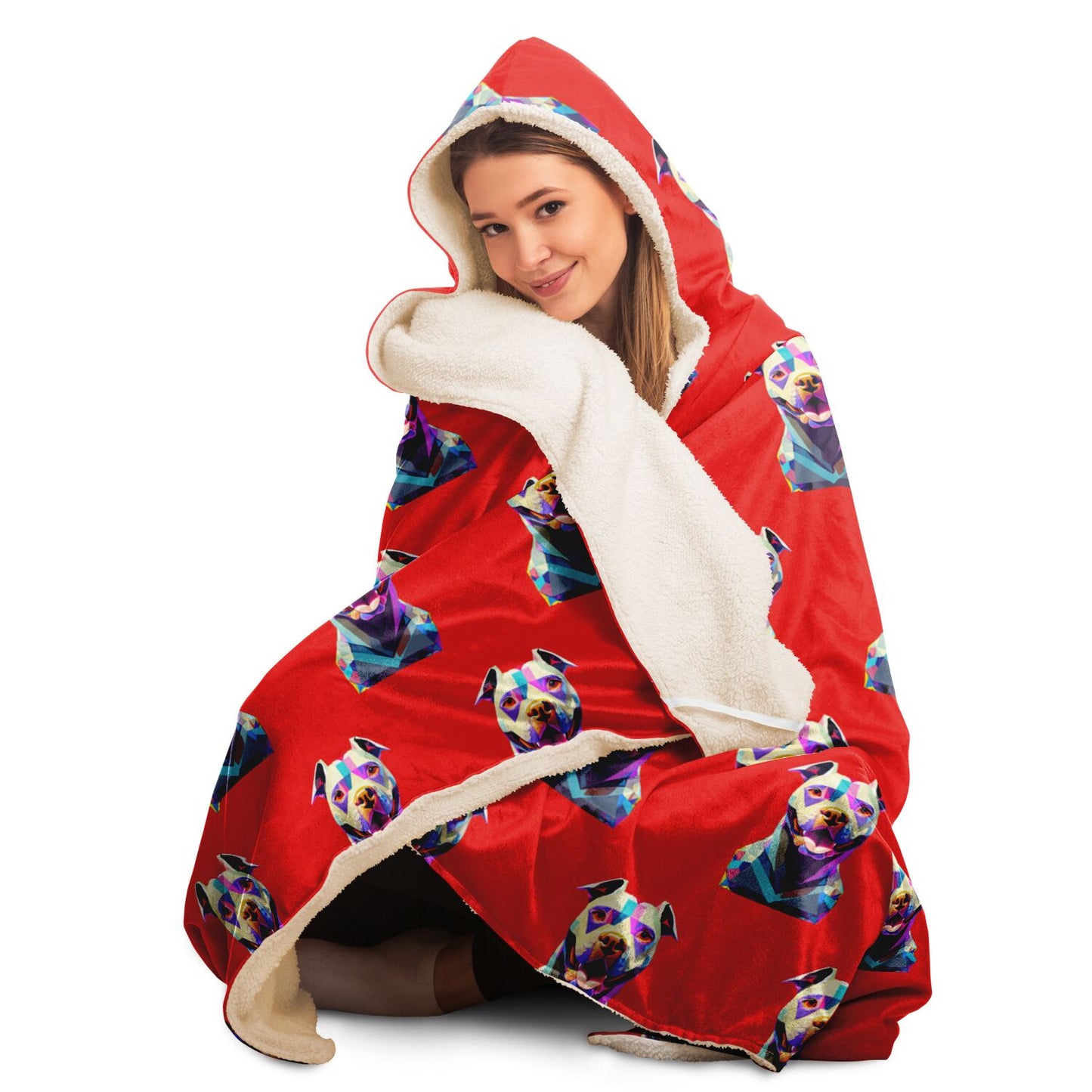 Hooded Blanket - AOP Kukloso Cubist Pit Bull Dog - Free Shipping