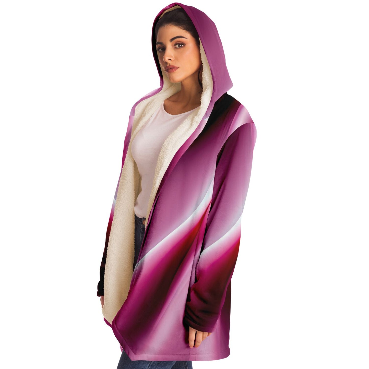 Microfleece Cloak - AOP Kukloso Color Flow series No 4 Rose-Pink _ Free Shipping