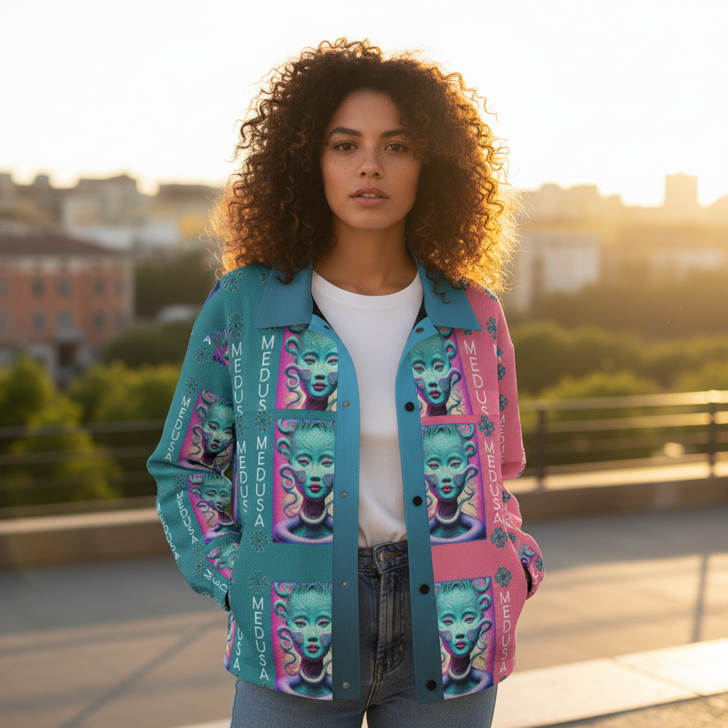 AOP Unisex Casual Lapel Jacket Kukloso Patchwork Collage No 125