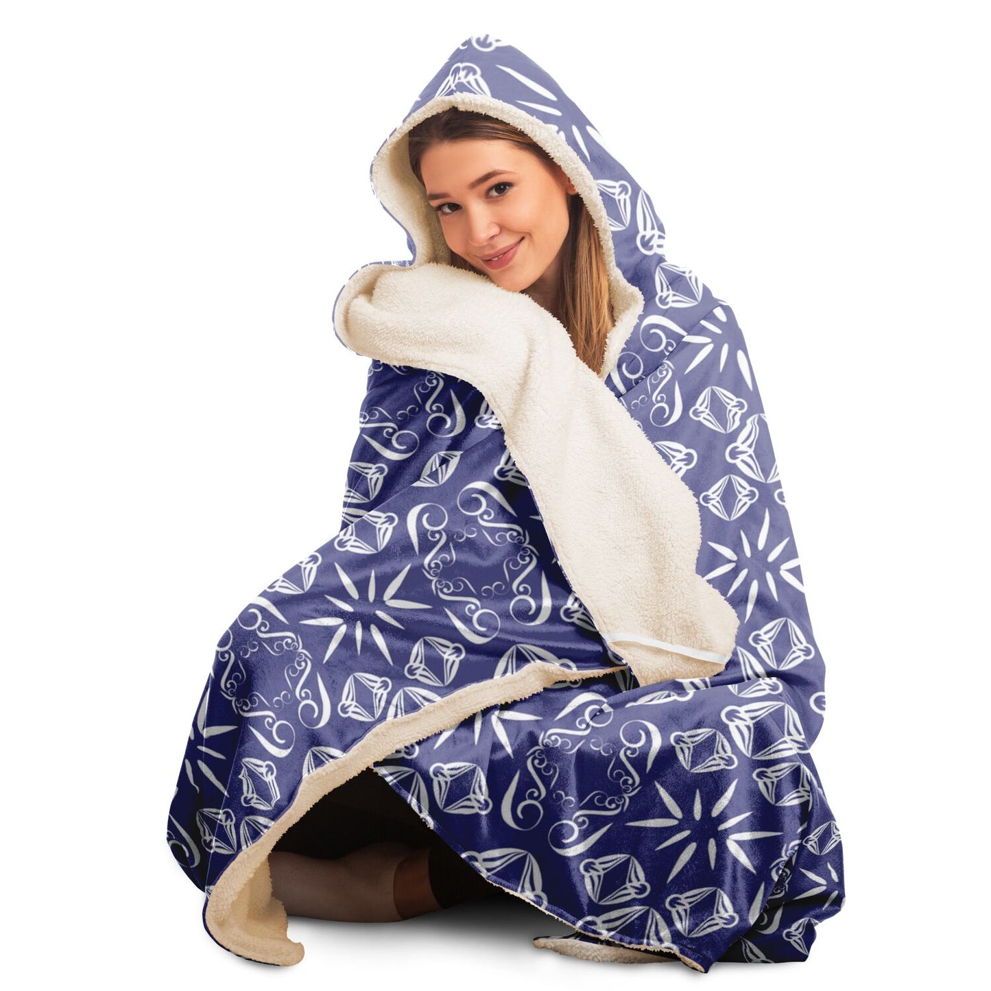 Hooded Blanket - AOP Kukloso Abstractical No 43 Shapes on Periwinkle - Free Shipping