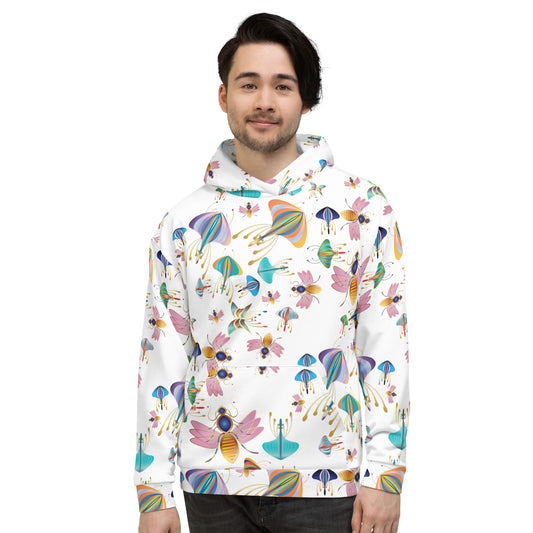 Unisex Hoodie Kukloso Bees, Moths, Butterflies Small Pattern - Free Shipping