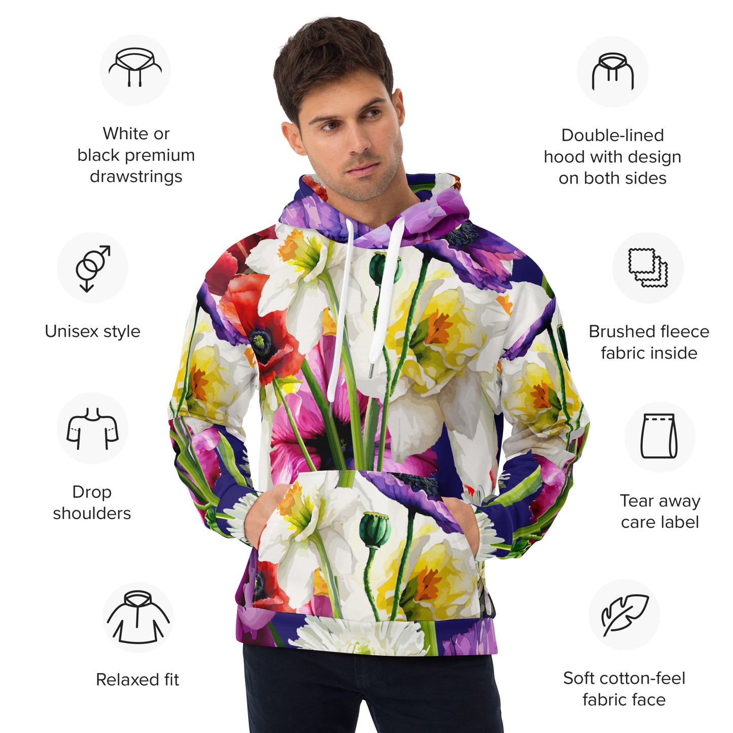 Unisex Hoodie Kukloso Abstracticon Florals No 9 - Free Shipping