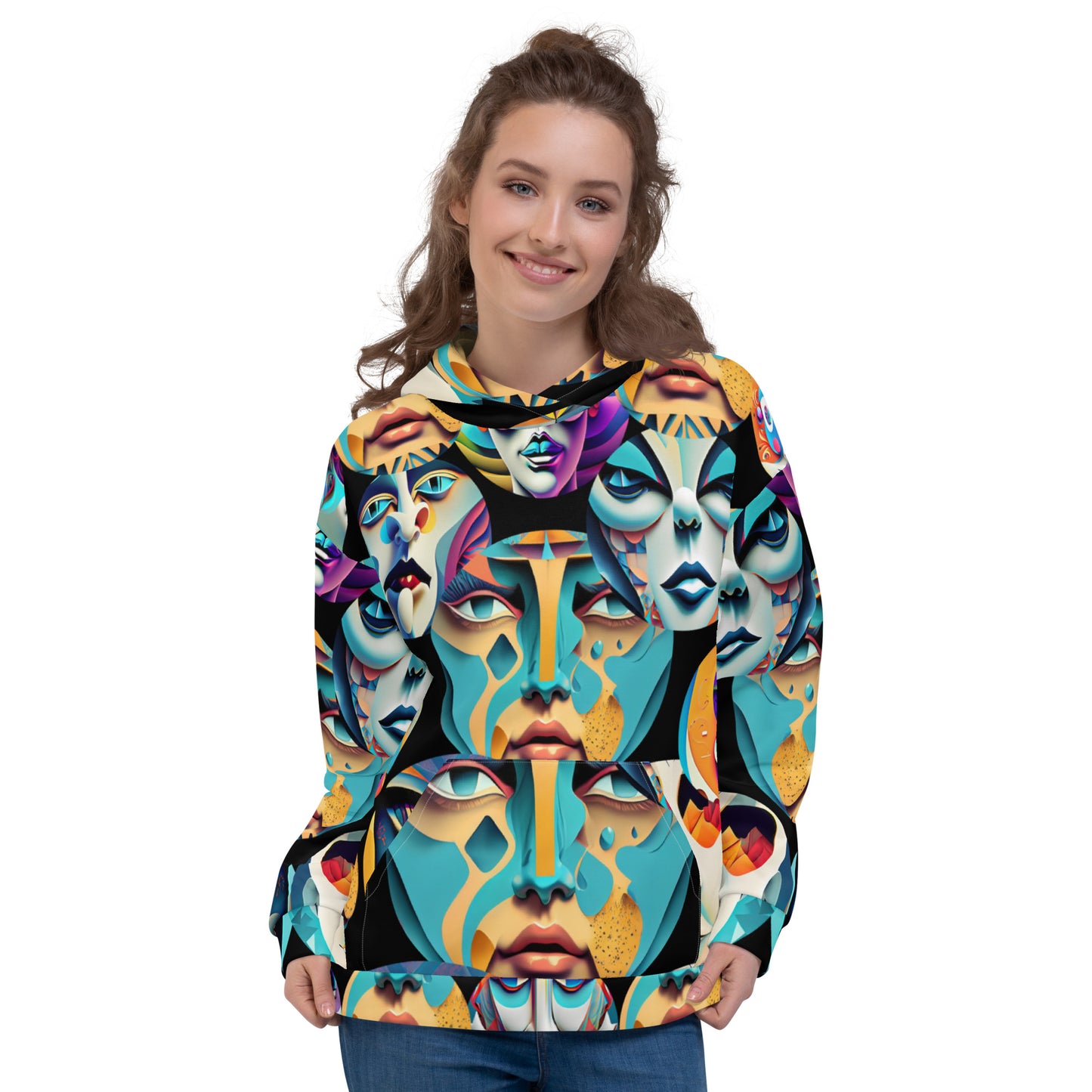 Unisex Hoodie Kukloso Cubist Faces No 35 - Free Shipping