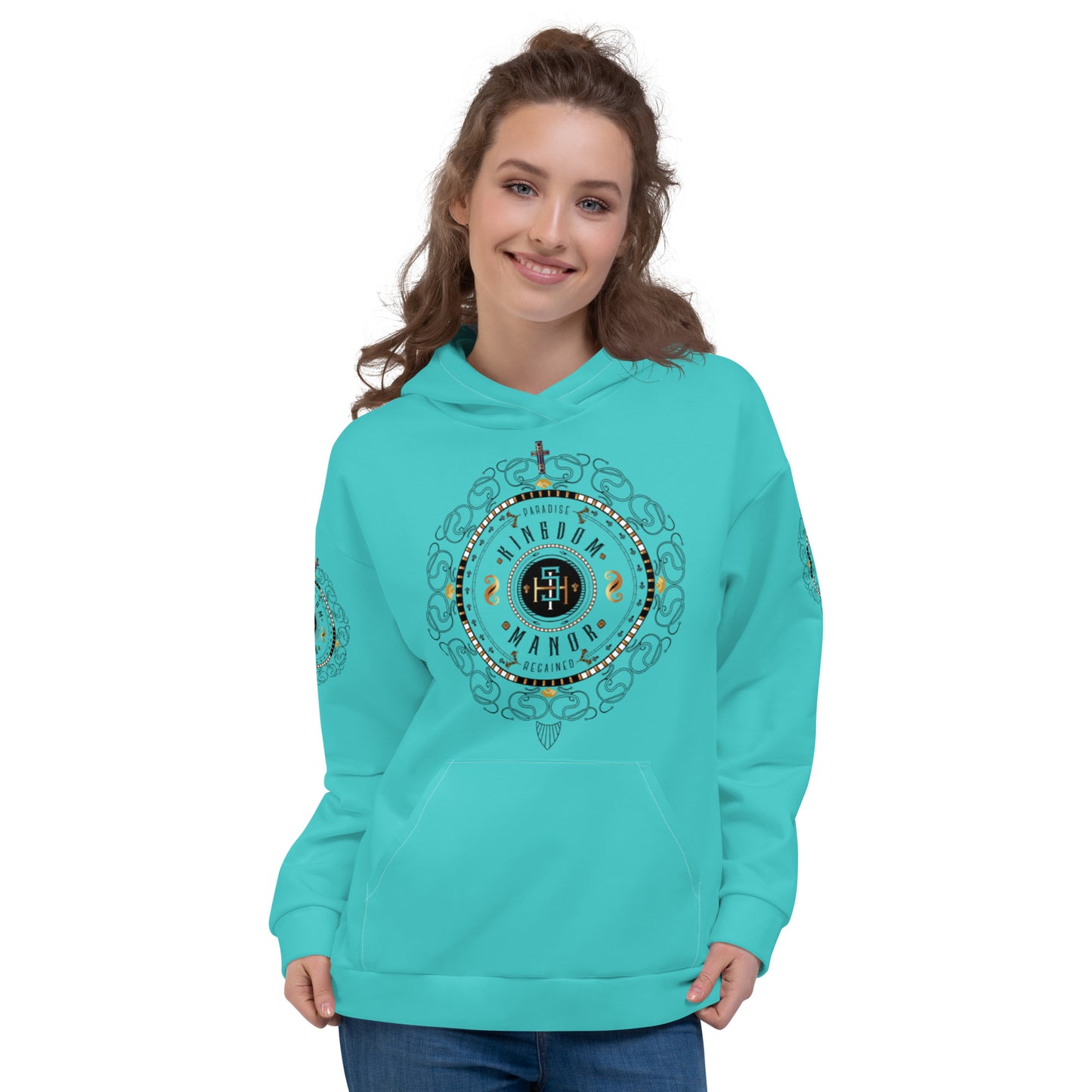 Unisex Hoodie Kukloso 'Kingdom Manor' Turquoise - Free Shipping