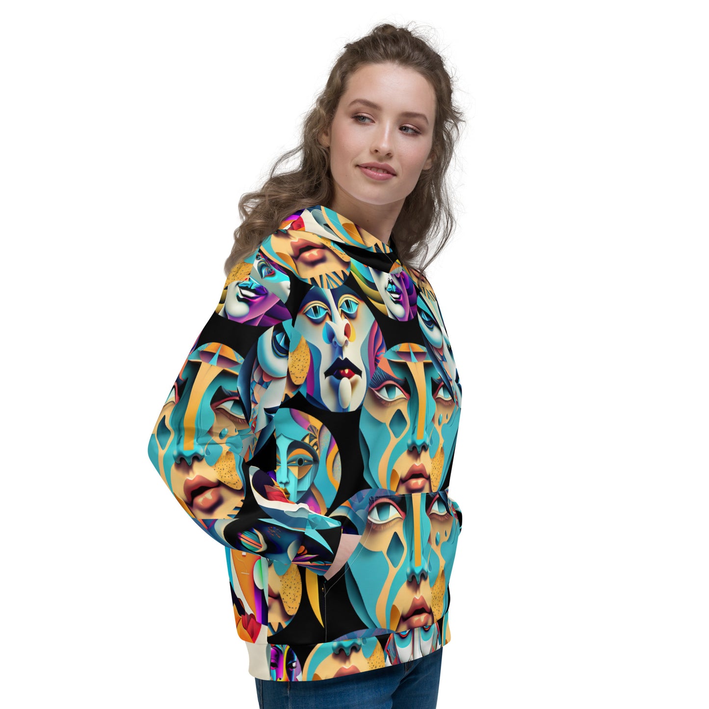 Unisex Hoodie Kukloso Cubist Faces No 35 - Free Shipping