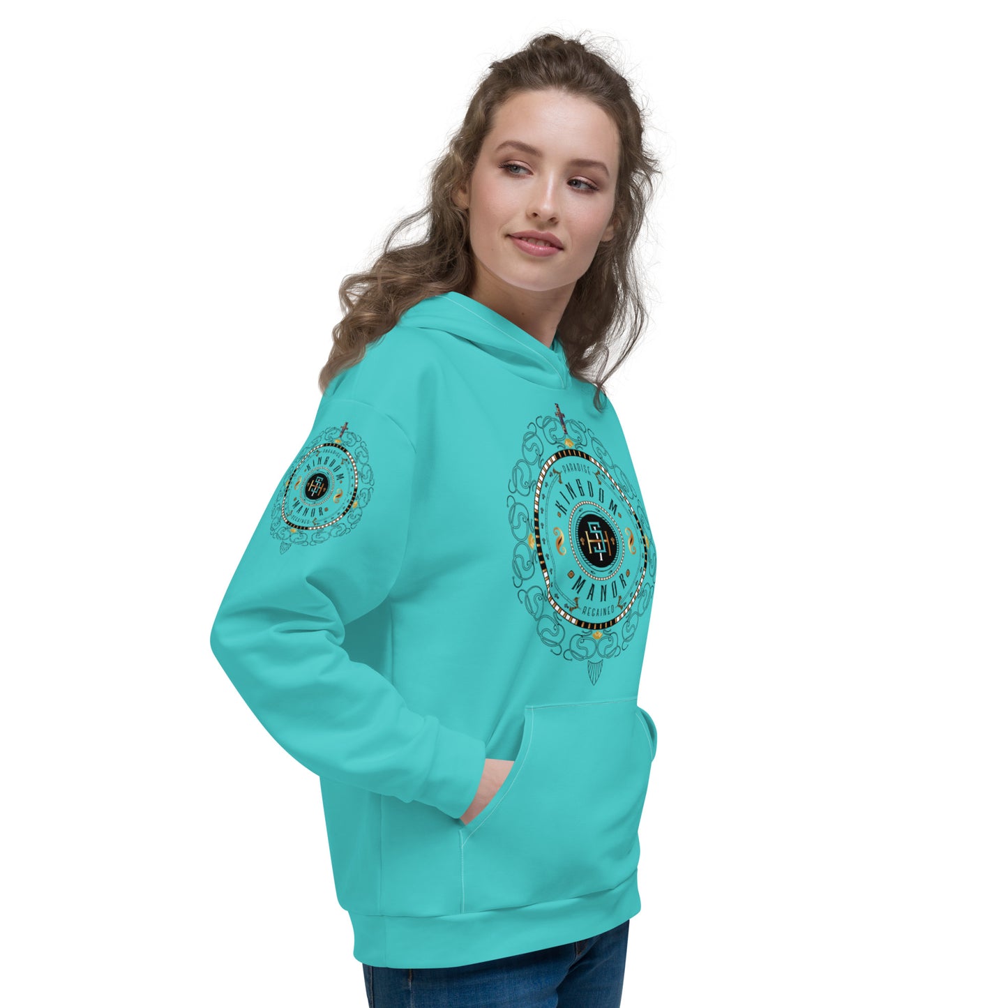 Unisex Hoodie Kukloso 'Kingdom Manor' Turquoise - Free Shipping