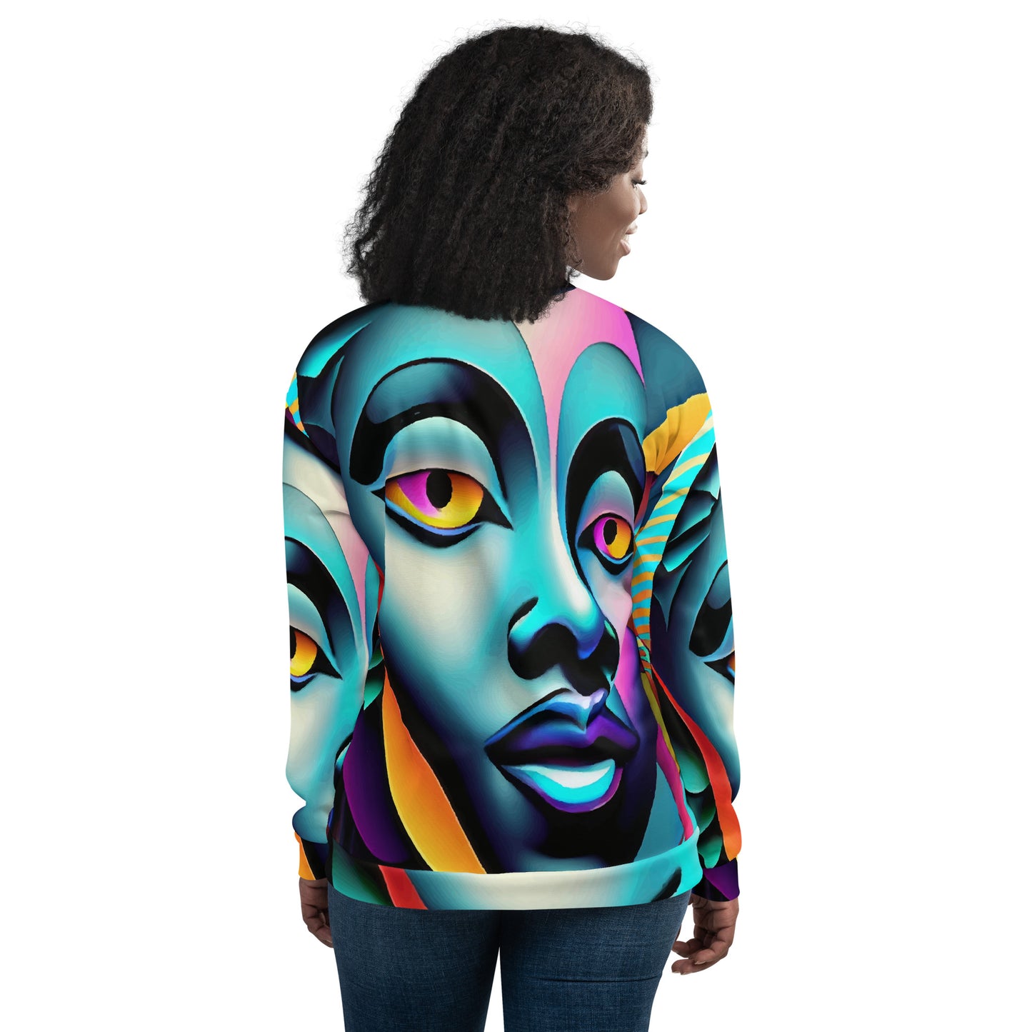 Unisex Bomber Jacket Kukloso Cubist Faces No 2 Multicolored Free Shipping