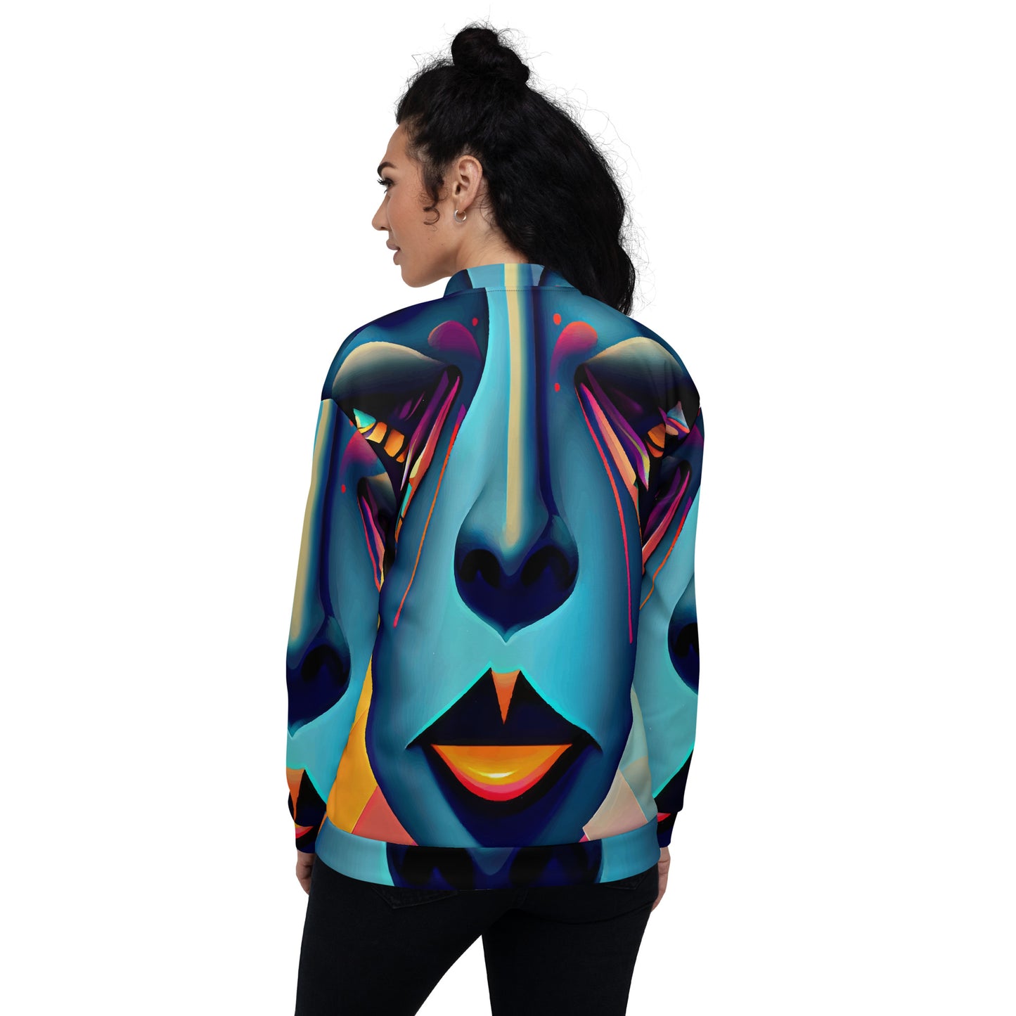 Unisex Bomber Jacket Kukloso Cubist Faces No 10 Multicolored Free Shipping