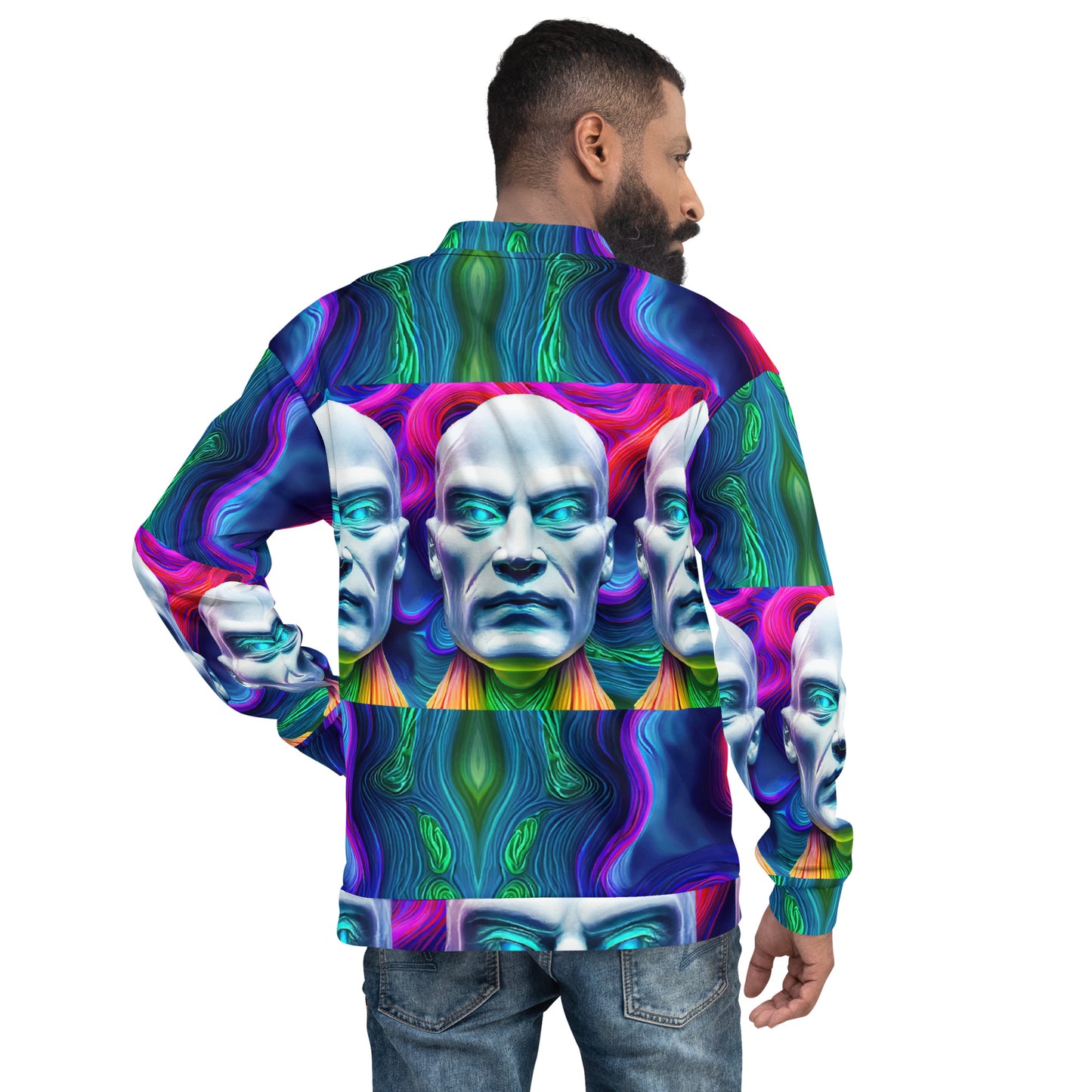 Unisex Bomber Jacket Kukloso Cubist Faces No 16 Three Men Free Shipping