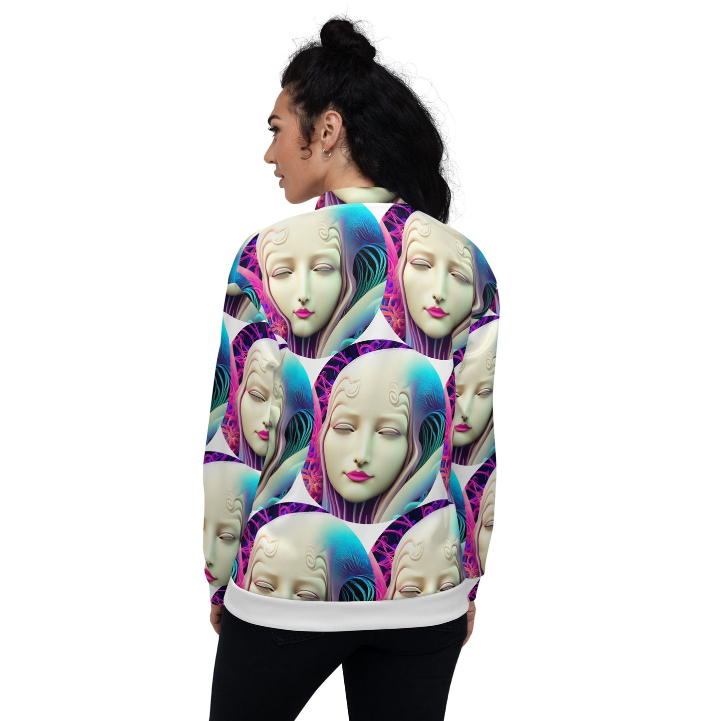 Unisex Bomber Jacket Kukloso Space Face No 19 Large Pattern - Free Shipping