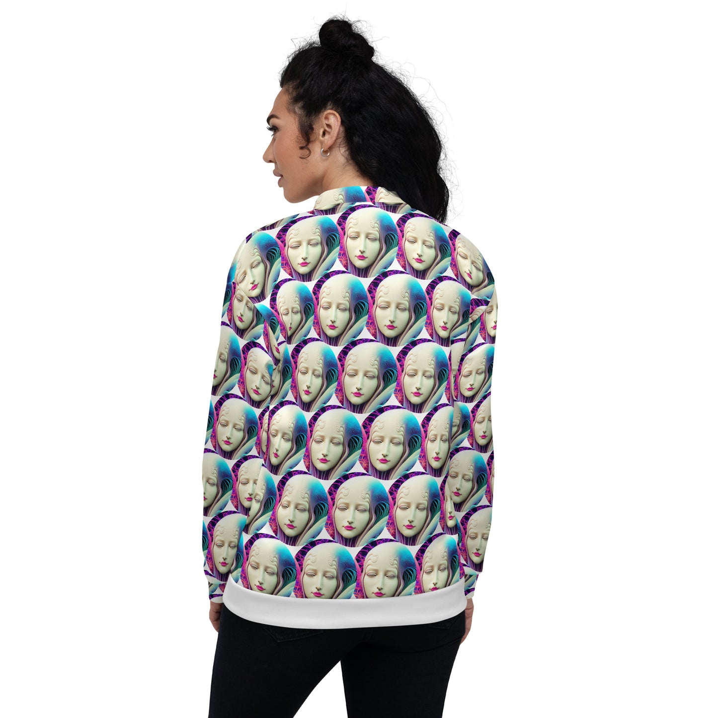 Unisex Bomber Jacket Kukloso Space Face No 9 Small Pattern - Free Shipping