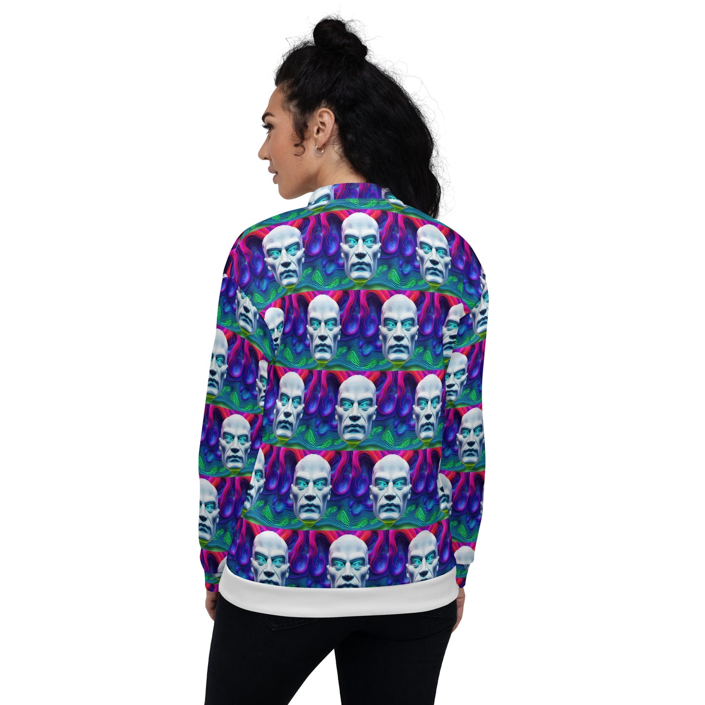 Unisex Bomber Jacket Kukloso Space Face No 7 Small Pattern - Free Shipping