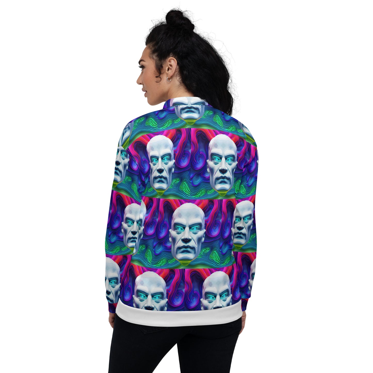 Unisex Bomber Jacket Kukloso Space Face No 7 Medium Pattern - Free Shipping