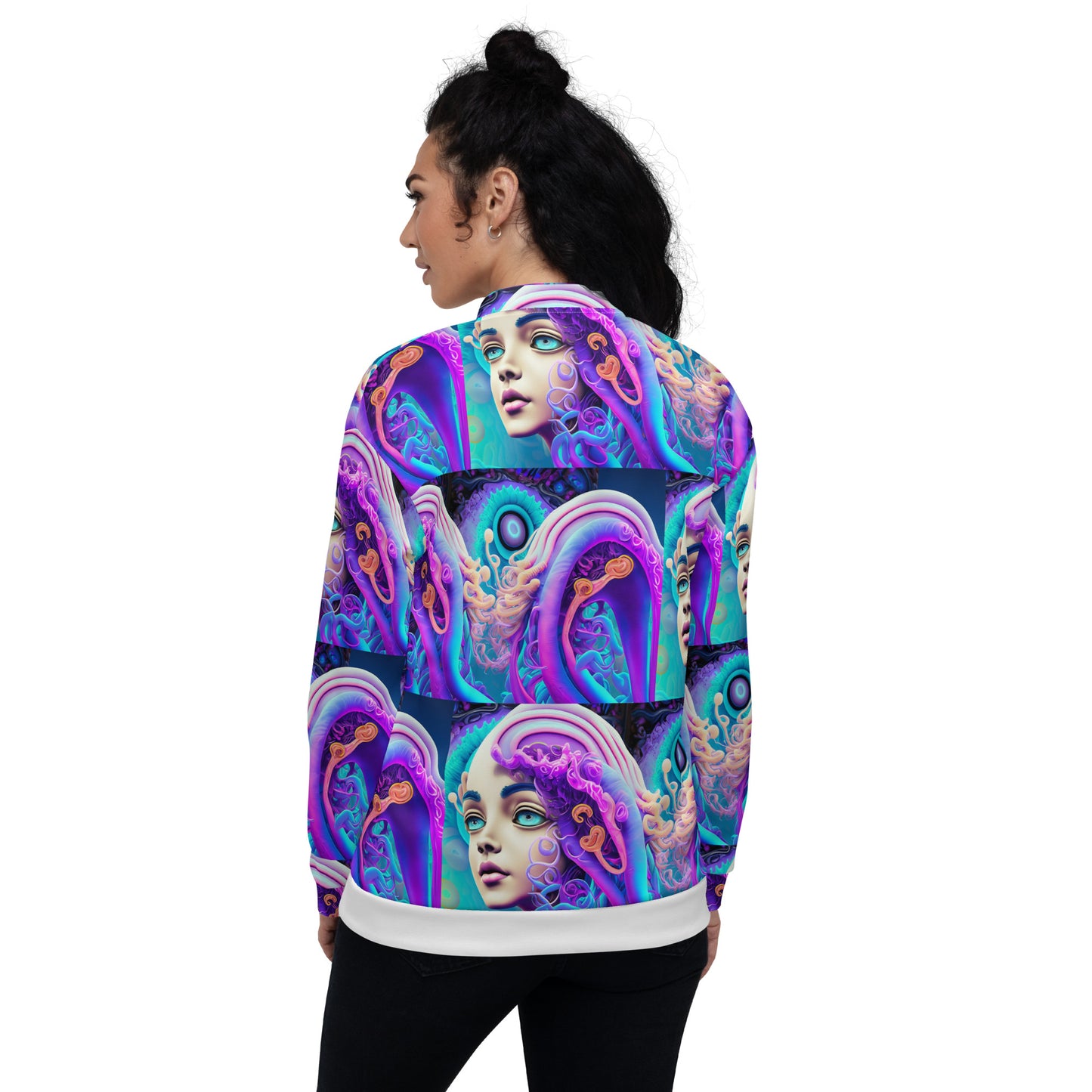 Unisex Bomber Jacket Kukloso Space Face No 1 Large Pattern - Free Shipping