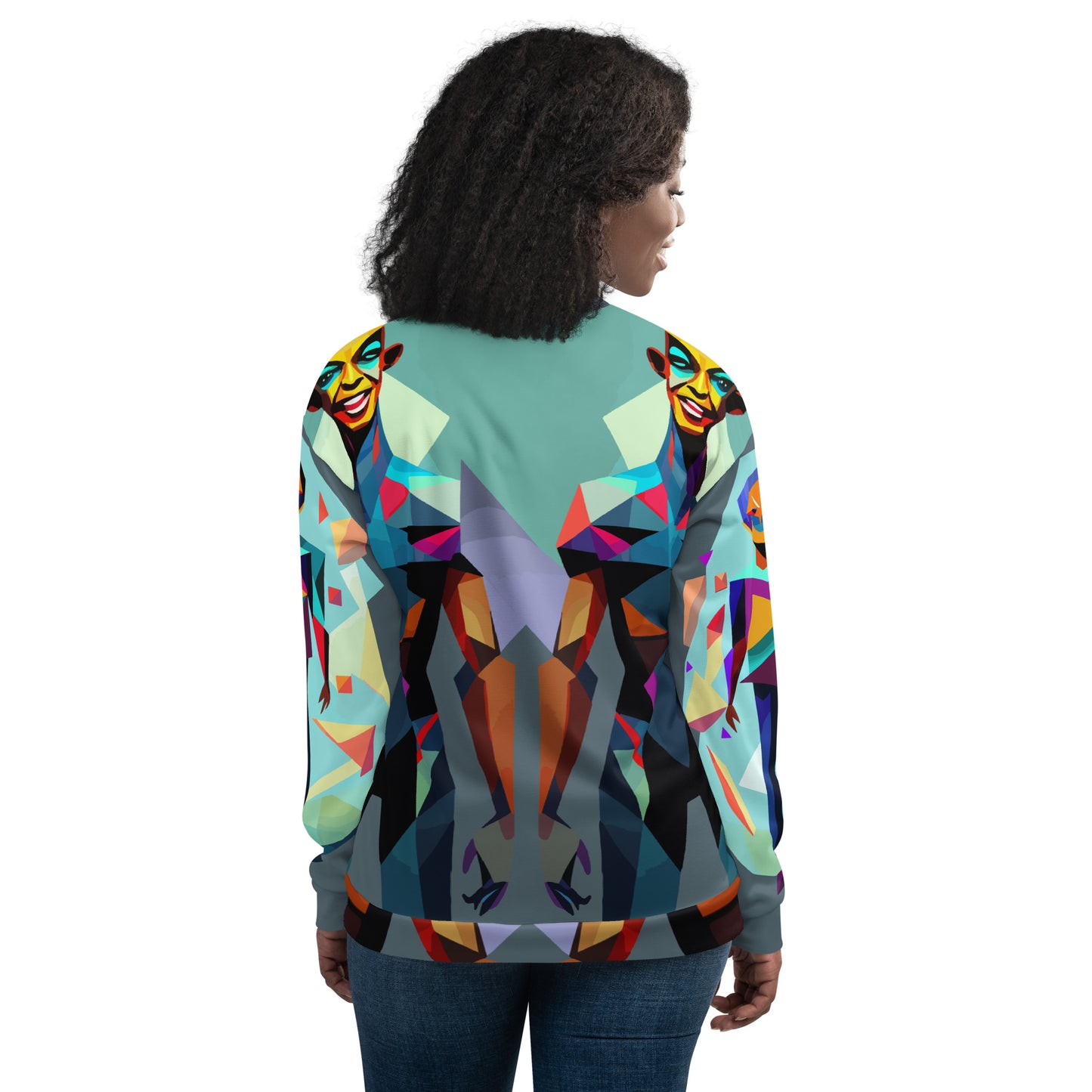 Unisex Bomber Jacket Kukloso Cubist Space Faces No 5 Free Shipping