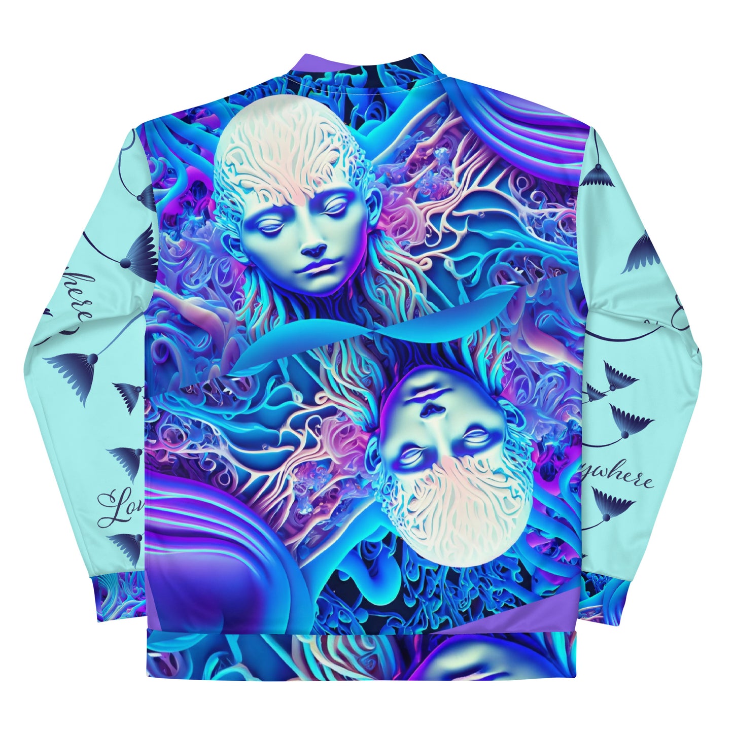 Unisex Bomber Jacket Kukloso Space Faces Love is Everywhere No 1 Free Shipping