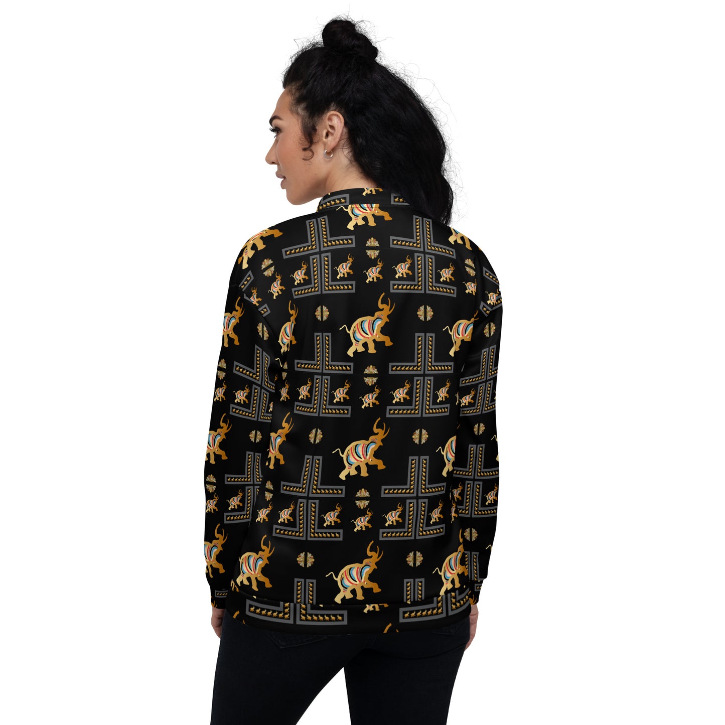 Unisex Bomber Jacket Kukloso Whimsical Ganesha No 46 A Free Shipping