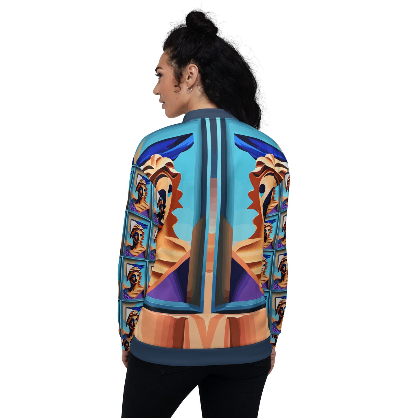 Unisex Bomber Jacket Kukloso Ancient Cubist Faces No 70 Free Shipping