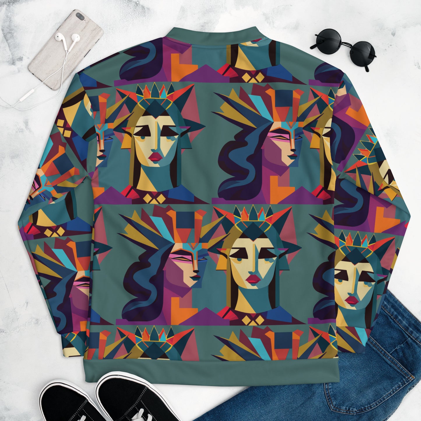 Unisex Bomber Jacket Kukloso Cubist King & Queen - Free Shipping