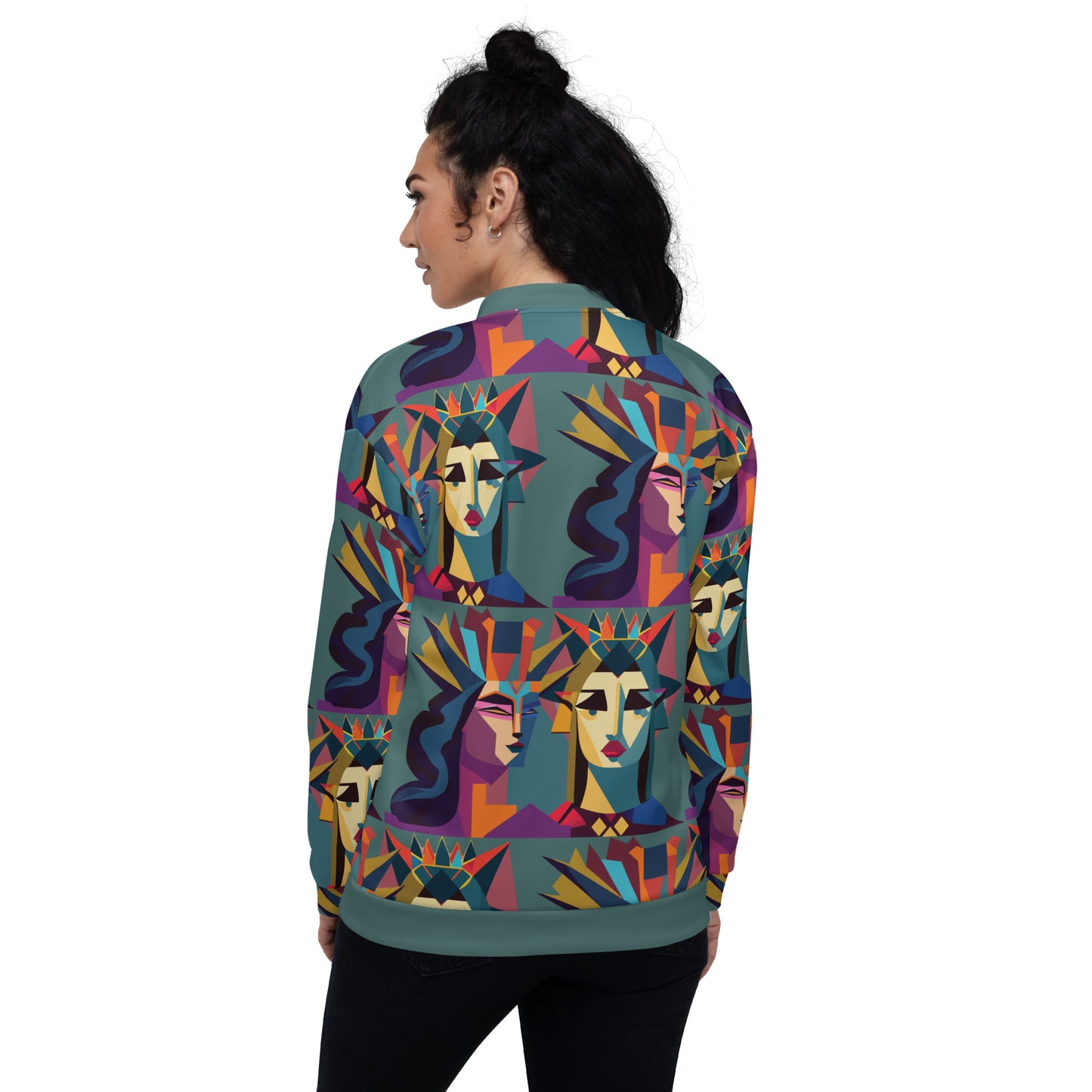 Unisex Bomber Jacket Kukloso Cubist King & Queen - Free Shipping