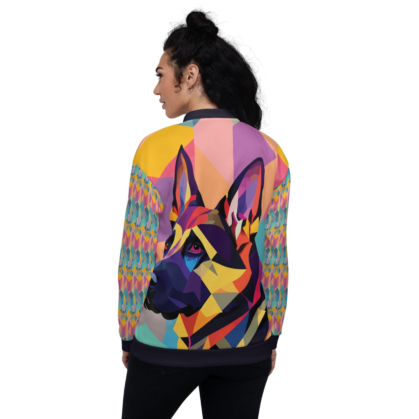 Unisex Bomber Jacket Kukloso Cubist German Sheperd Dog No 1 _ Free Shipping