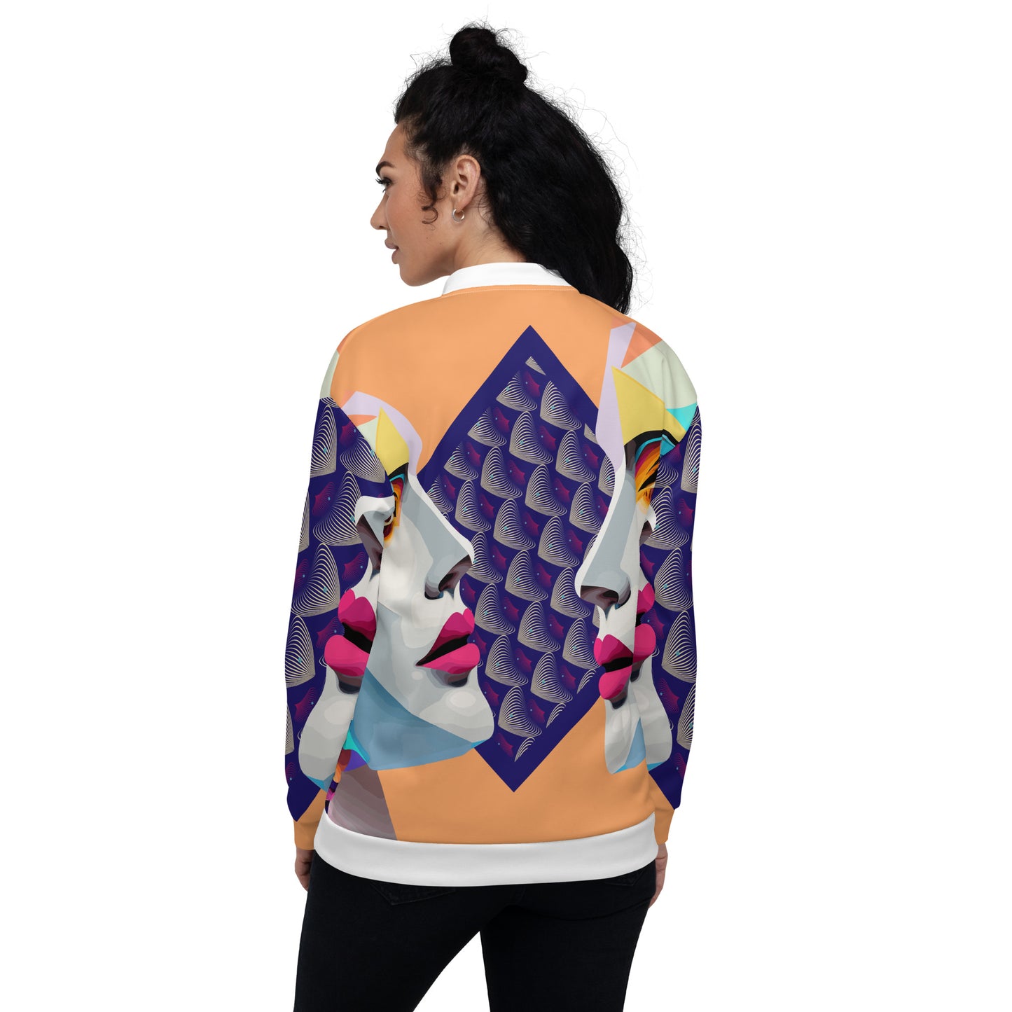 Unisex Bomber Jacket Kukloso Cubist Space Kisser No 4 - Free Shipping