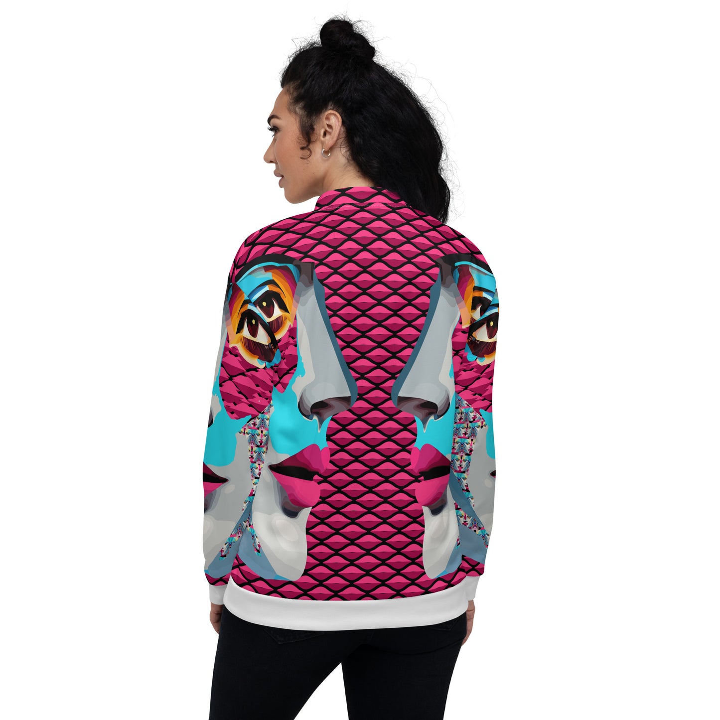 Unisex Bomber Jacket Kukloso Cubist Space Kisser No 5 - Free Shipping