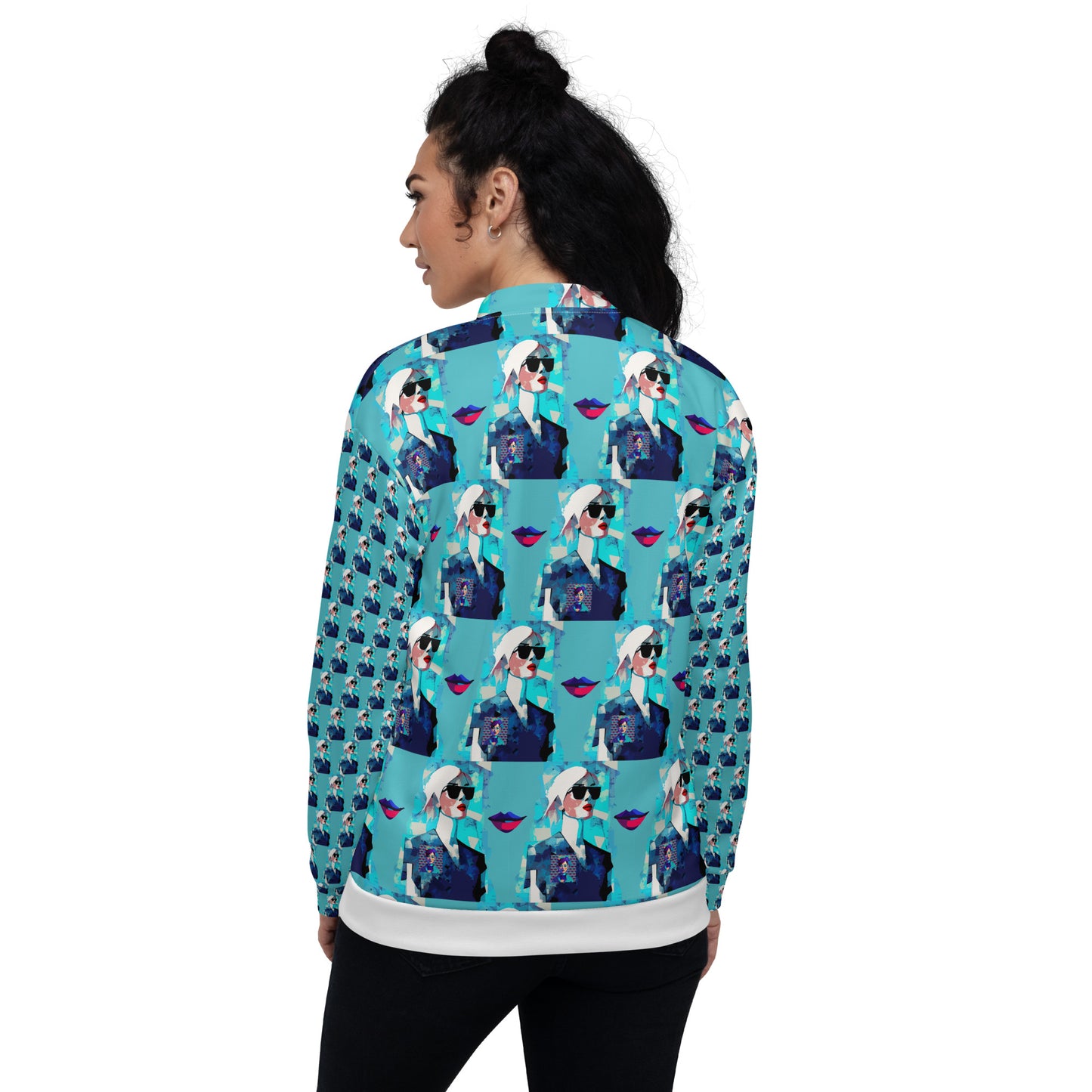 Unisex Bomber Jacket Kukloso Cubist Space Kisser No 6 - Free Shipping