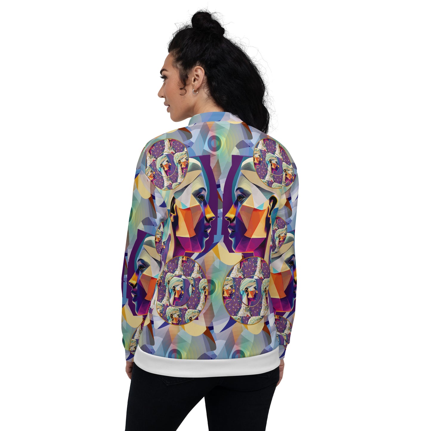 Unisex Bomber Jacket Kukloso Cubist Face Collage No 2 - Free Shipping