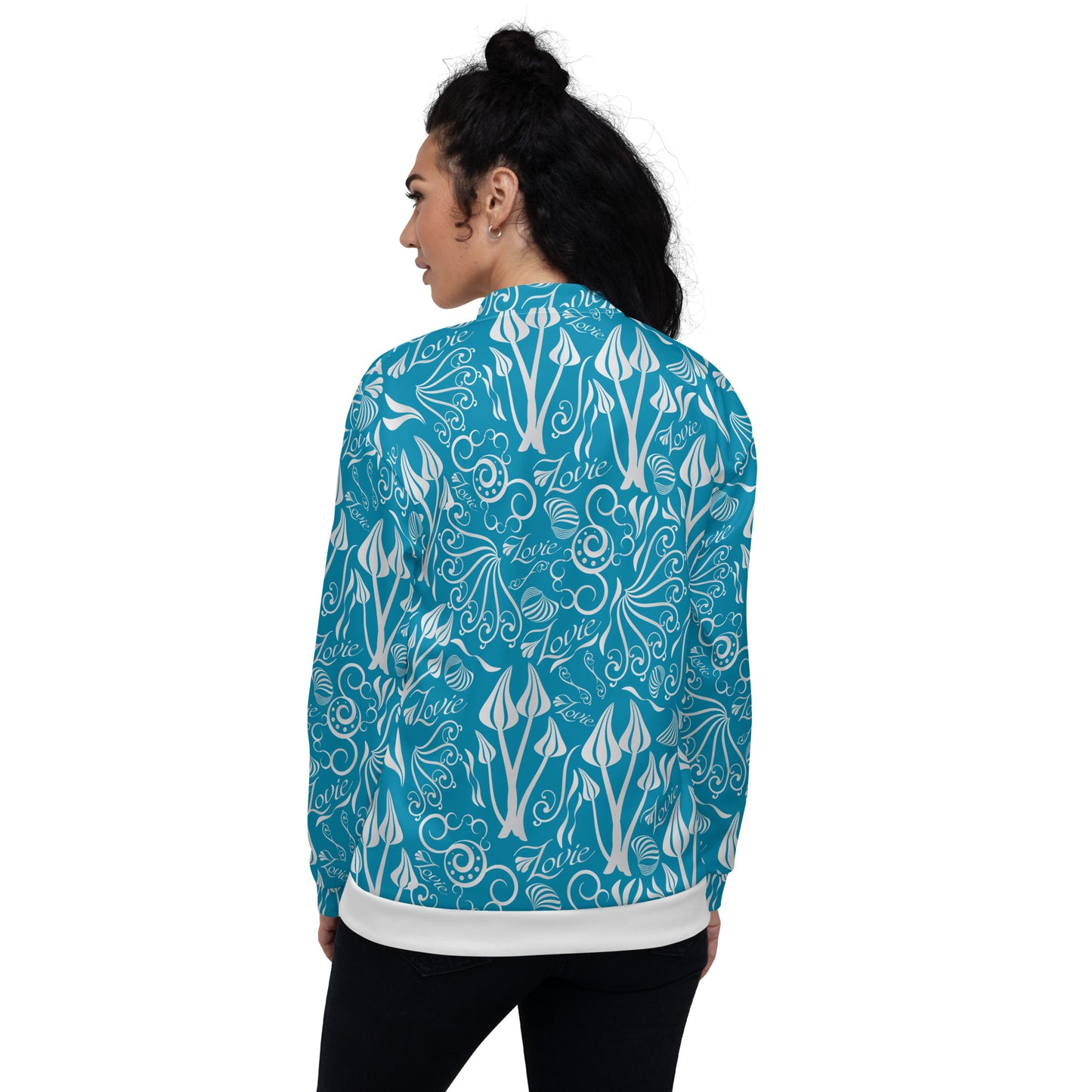 Unisex Bomber Jacket Kukloso "Lovie" No 1 Turquoise - Free Shipping