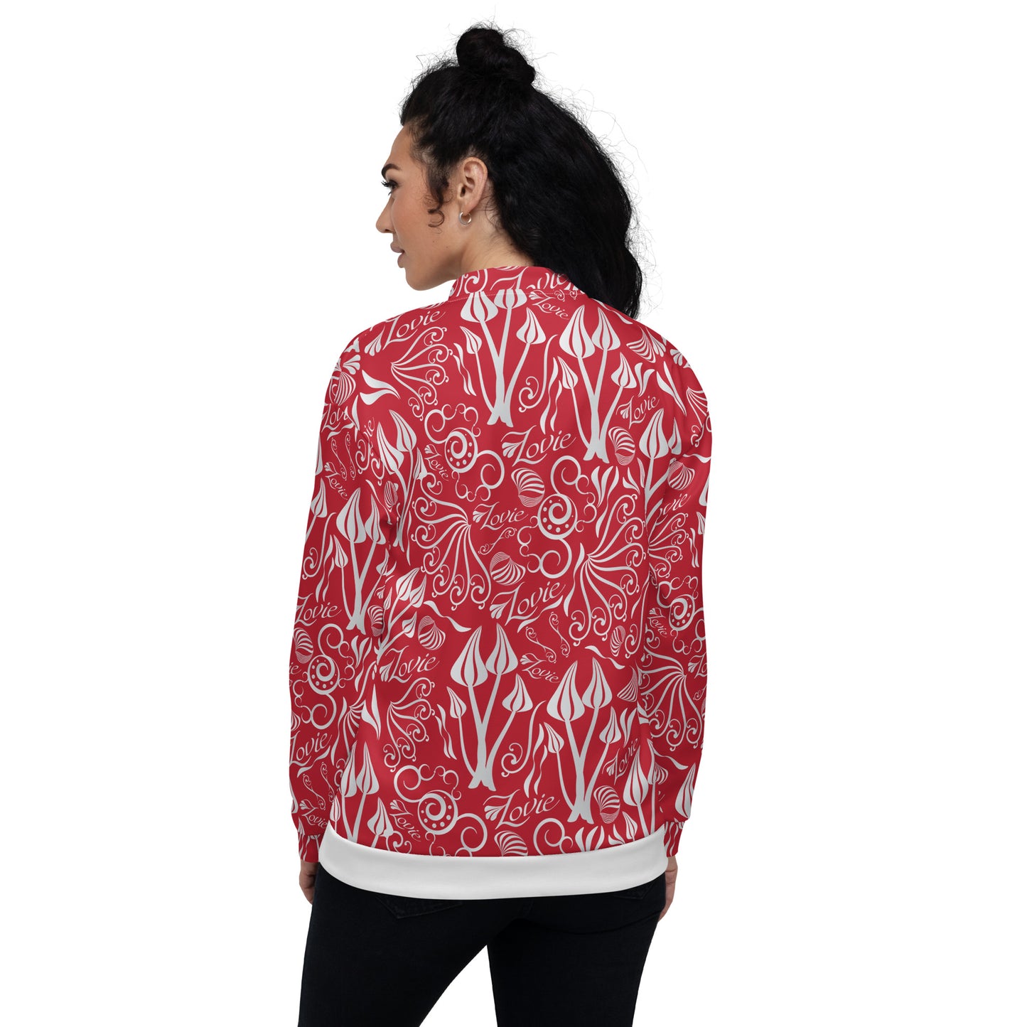 Unisex Bomber Jacket Kukloso 'Lovie' No 1 Red - Free Shipping