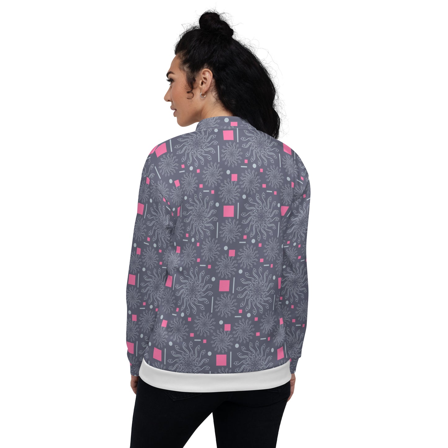 Unisex Bomber Jacket Kukloso Mandala Pink Free Shipping