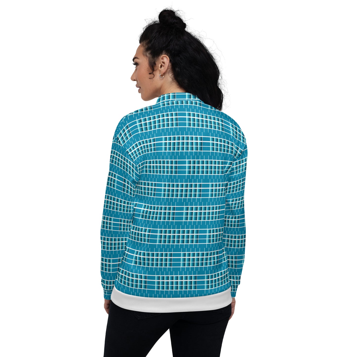 Unisex Bomber Jacket Kukloso Turquoise Geometrical - Free Shipping