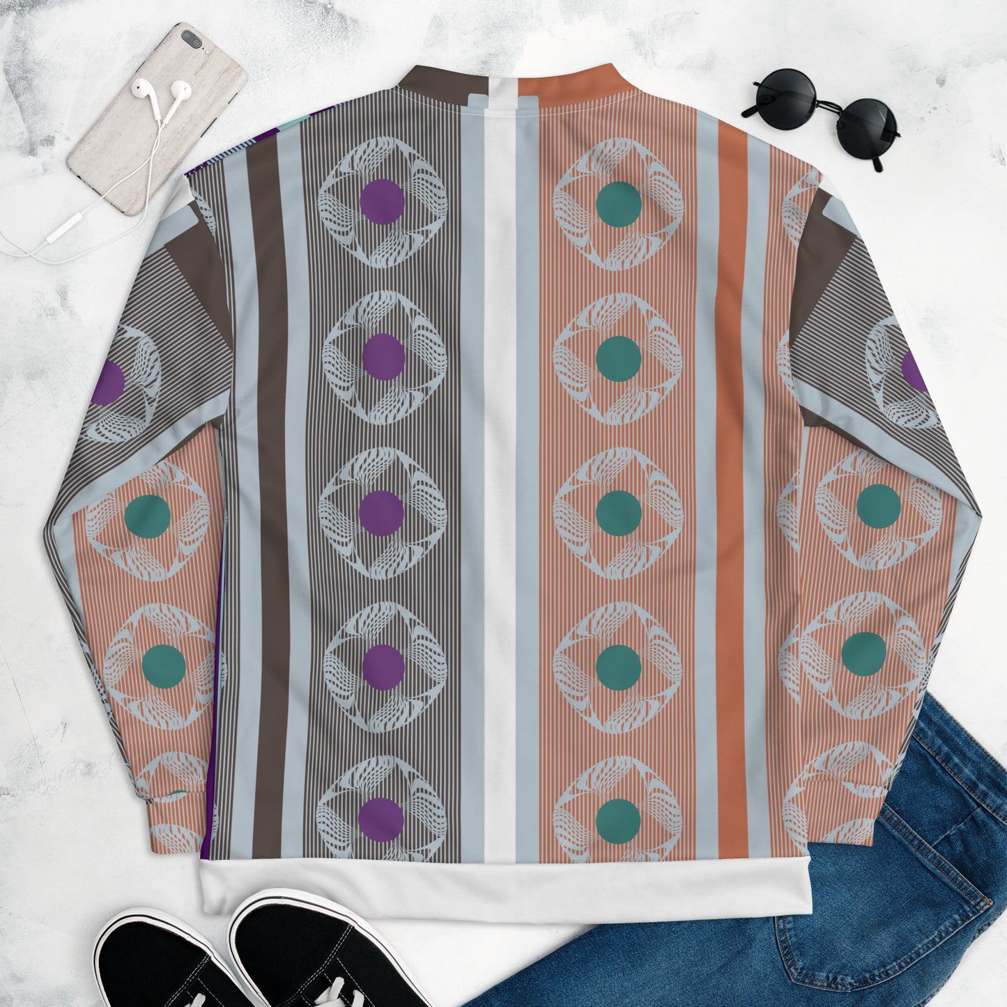 Unisex Bomber Jacket Kukloso Geographica Stripes No 1 - Free Shipping