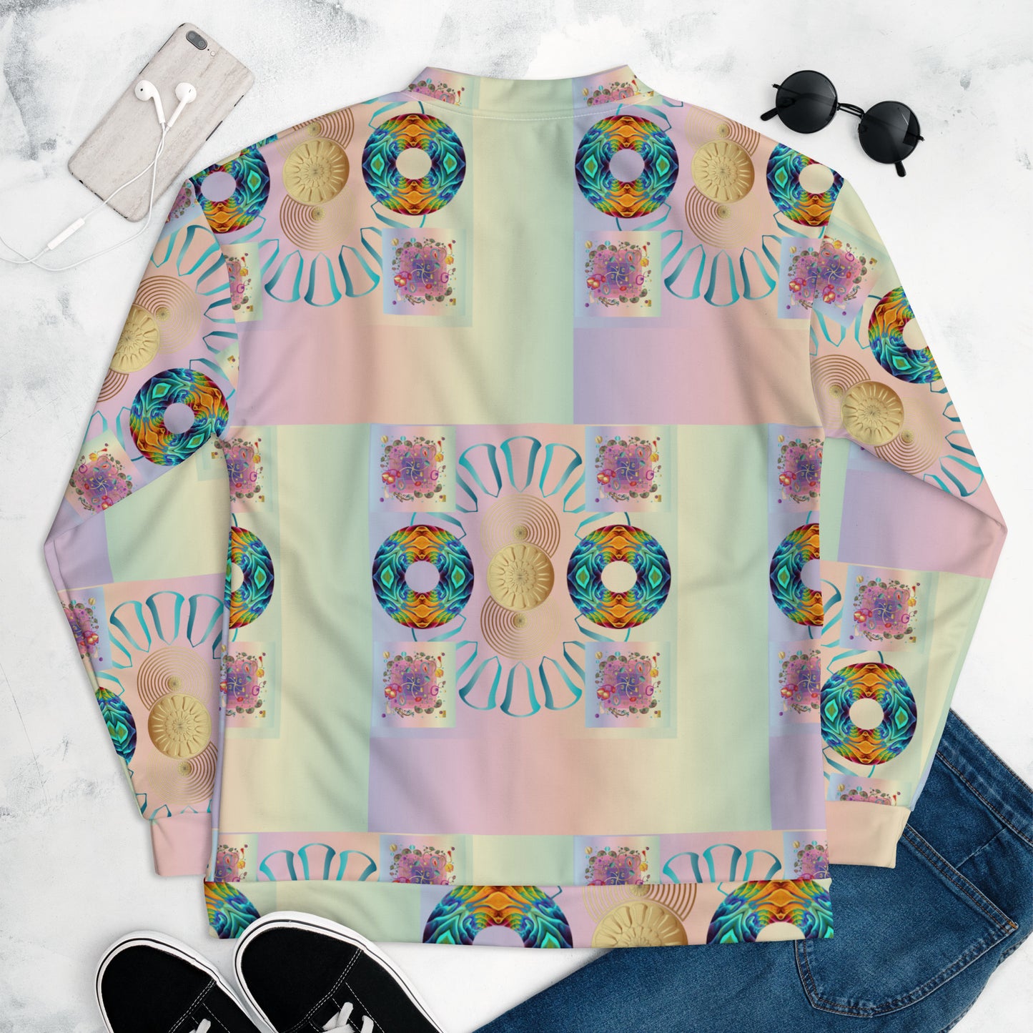 Unisex Bomber Jacket Kukloso Multicolored Collage No 2 - Free Shipping