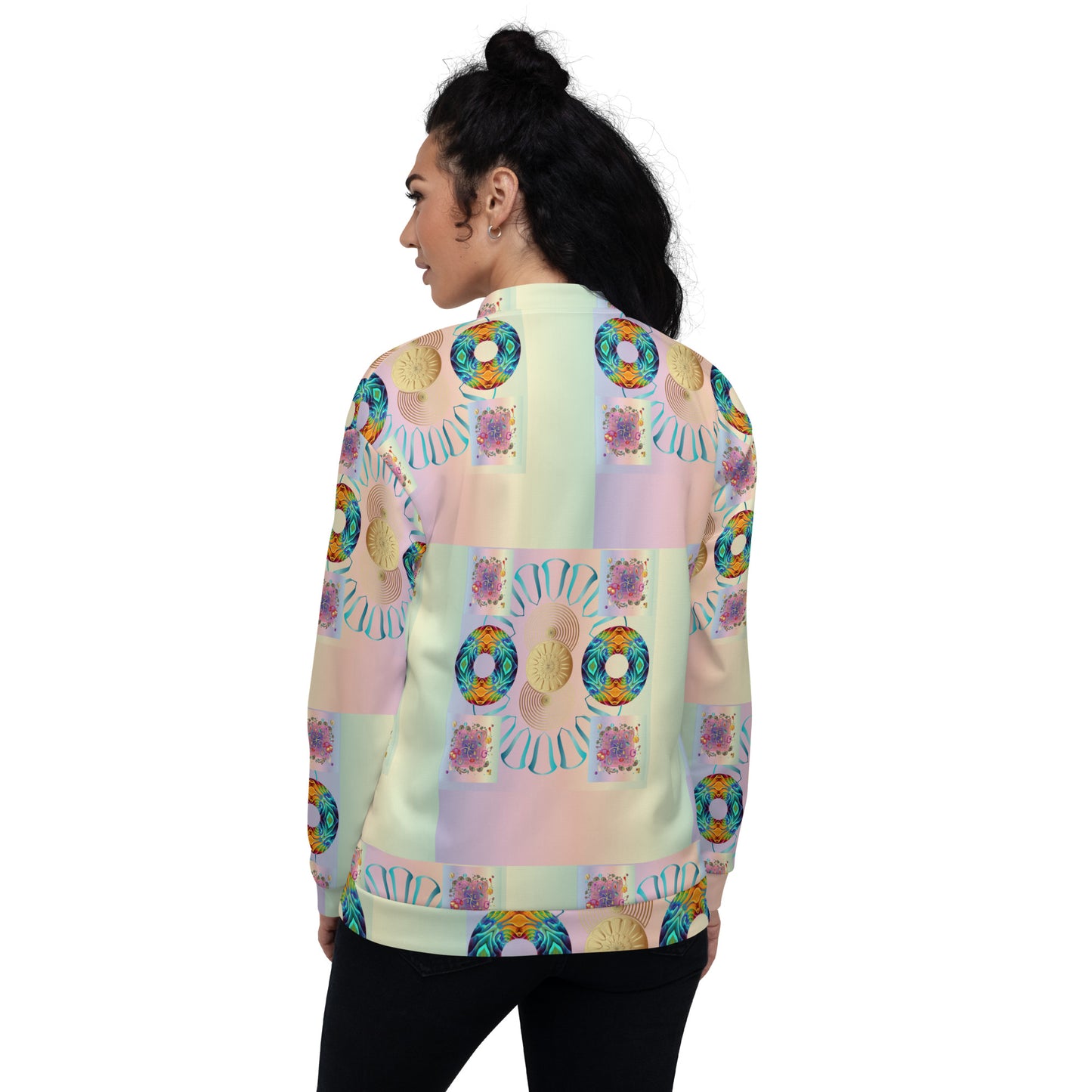 Unisex Bomber Jacket Kukloso Multicolored Collage No 2 - Free Shipping