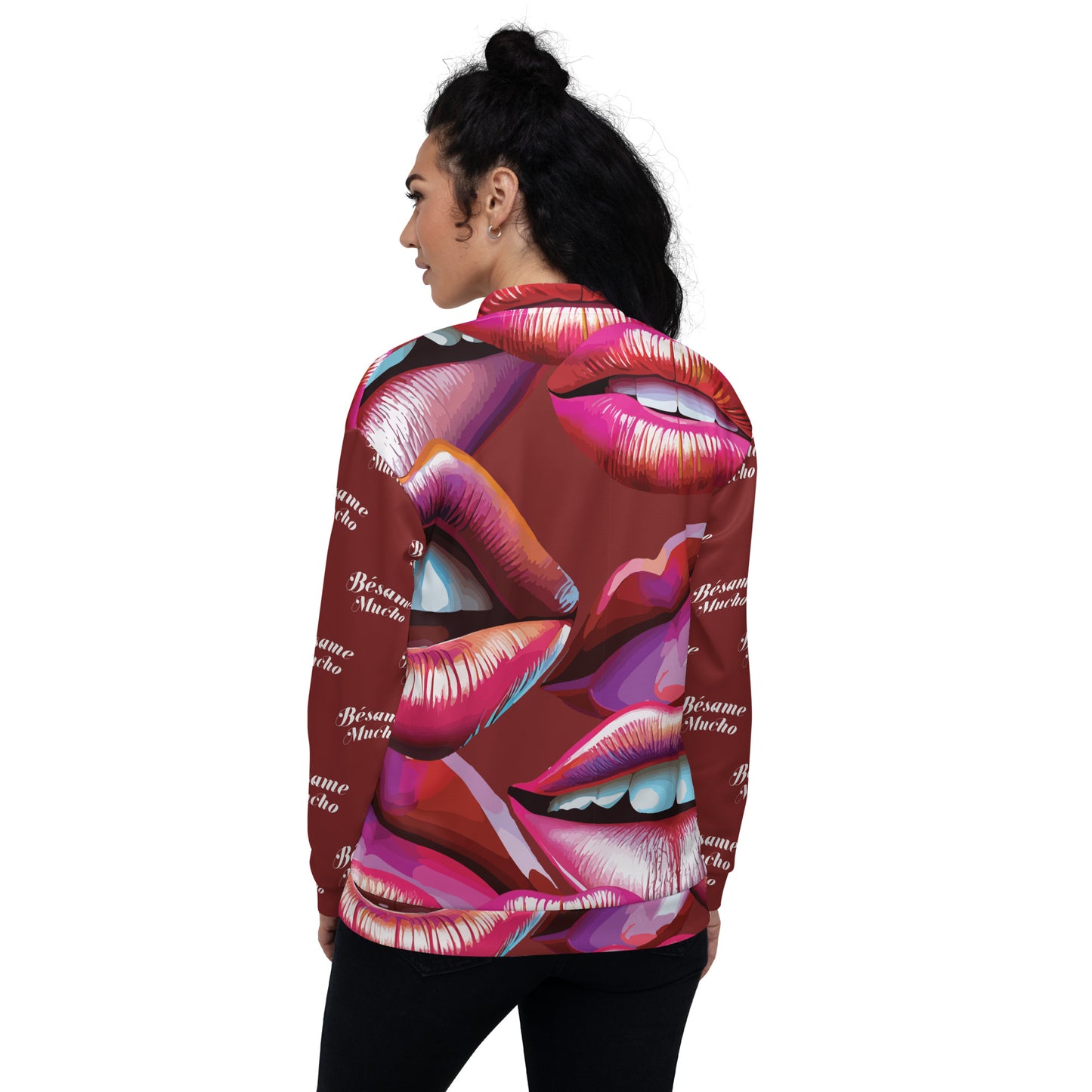 Unisex Bomber Jacket Kukloso Besame Mucho No 2 Large Pattern - Free Shipping