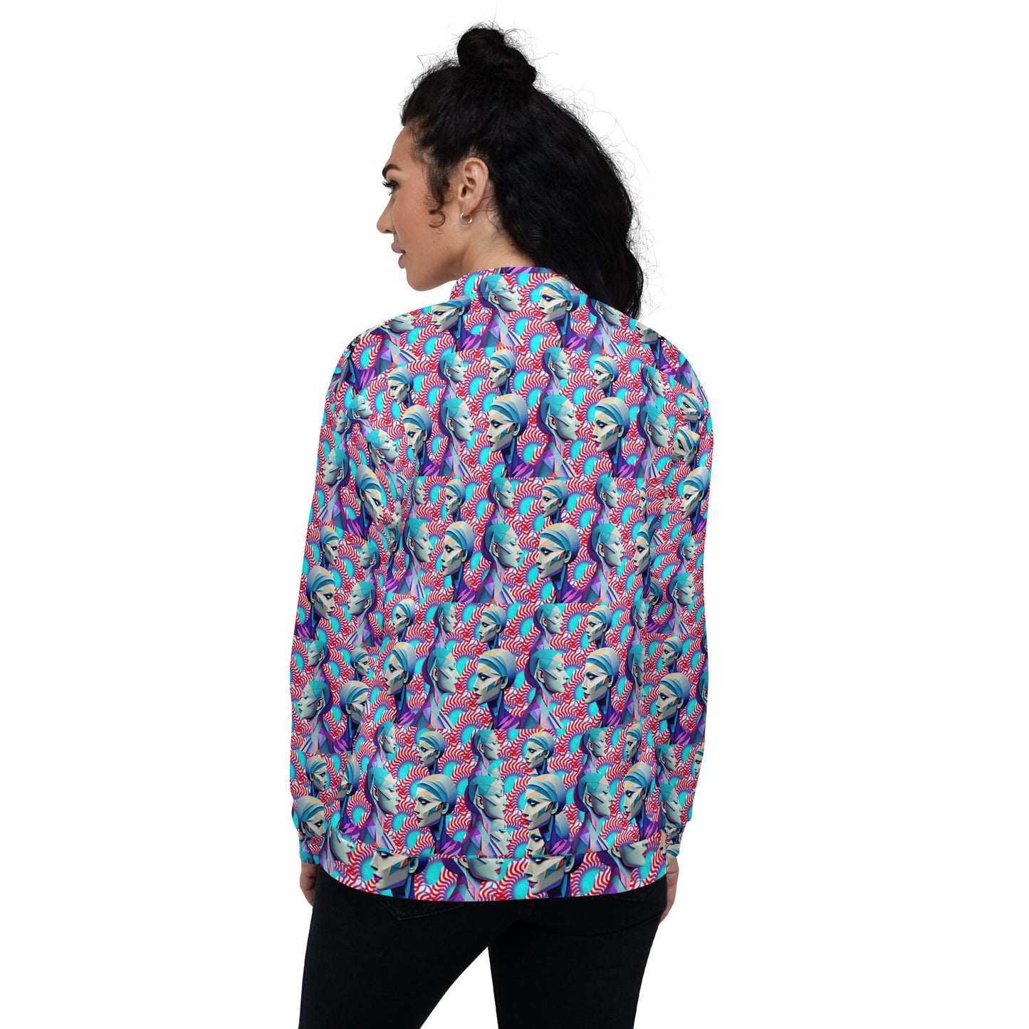 Unisex Bomber Jacket Kukloso Cubist Ladies In Purple No 5 - Free Shipping