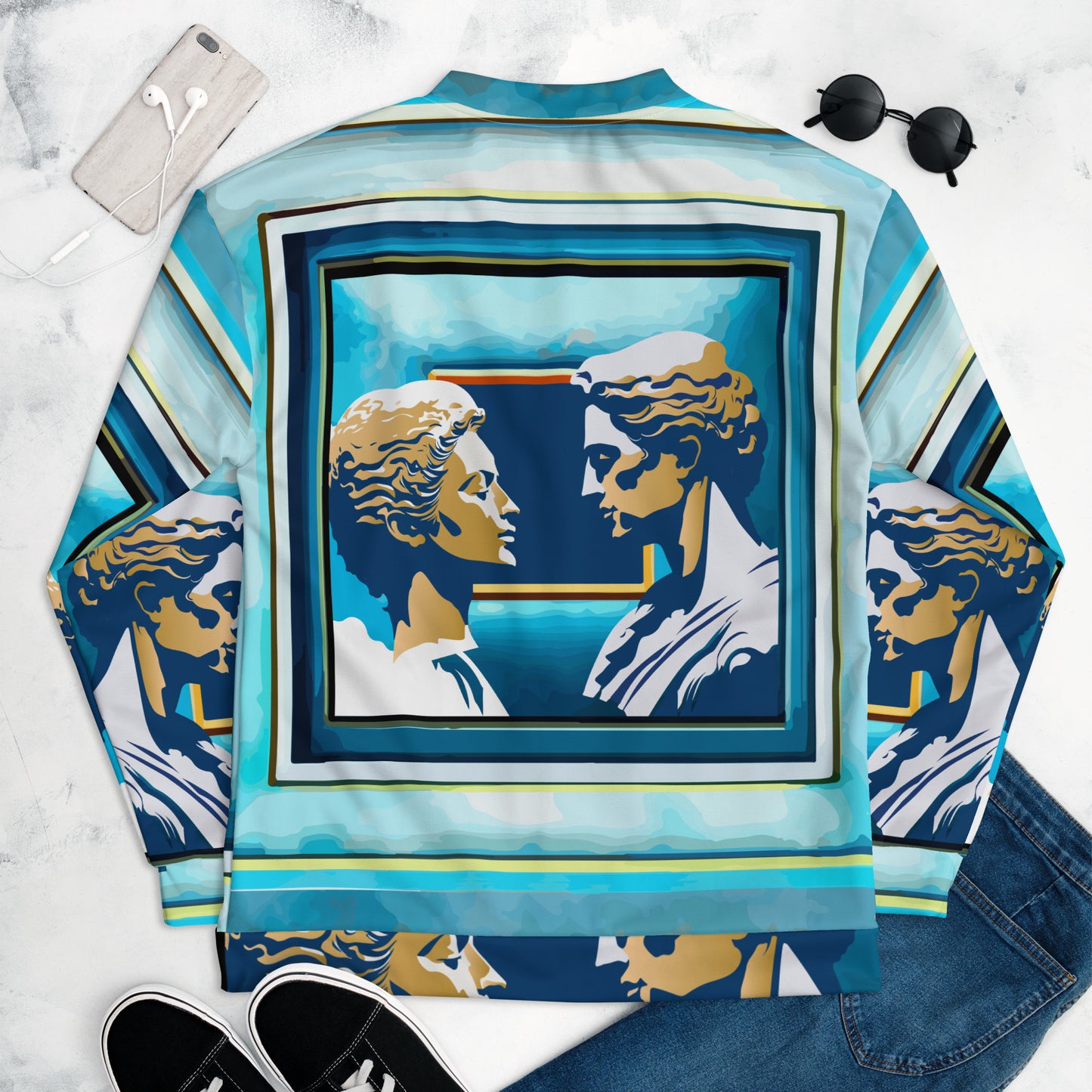 Unisex Bomber Jacket Kukloso 'Greek Couple' No 1- Free Shipping