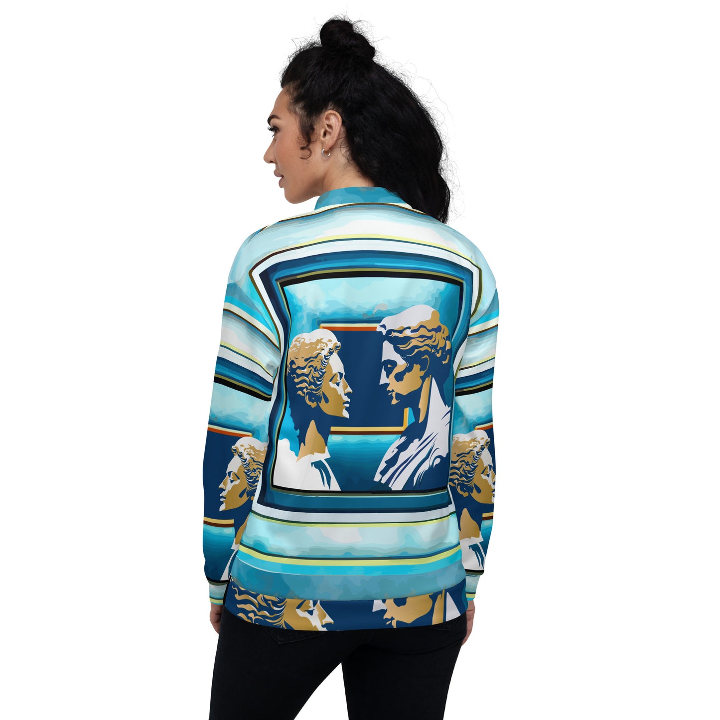 Unisex Bomber Jacket Kukloso 'Greek Couple' No 1- Free Shipping