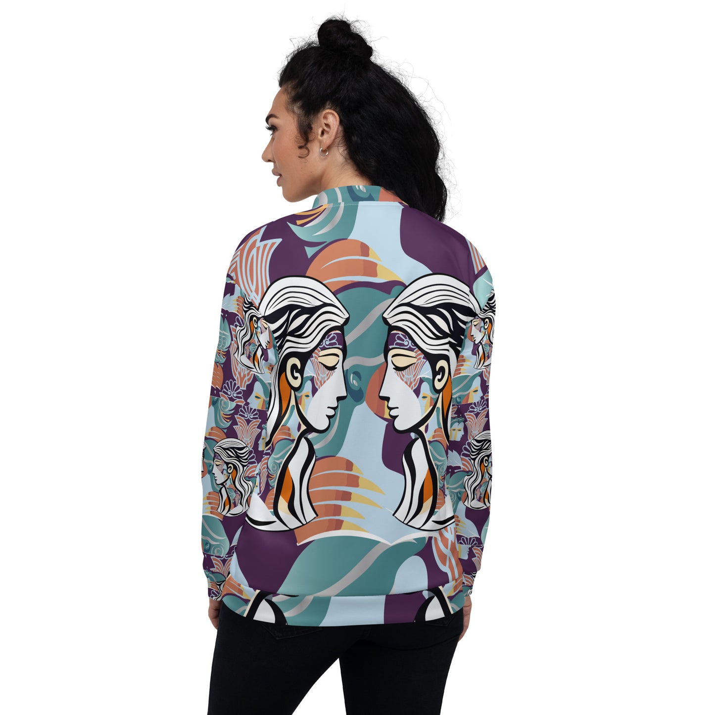 Unisex Bomber Jacket Kukloso Greek Woman No 6 - Free Shipping