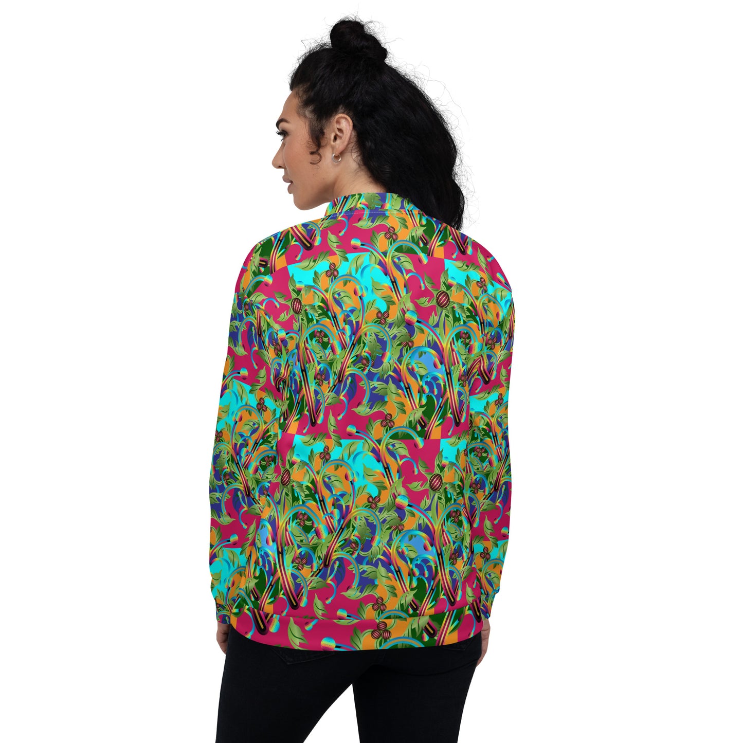 Unisex Bomber Jacket Kukloso Abstracticon Floral No 5 - Free Shipping