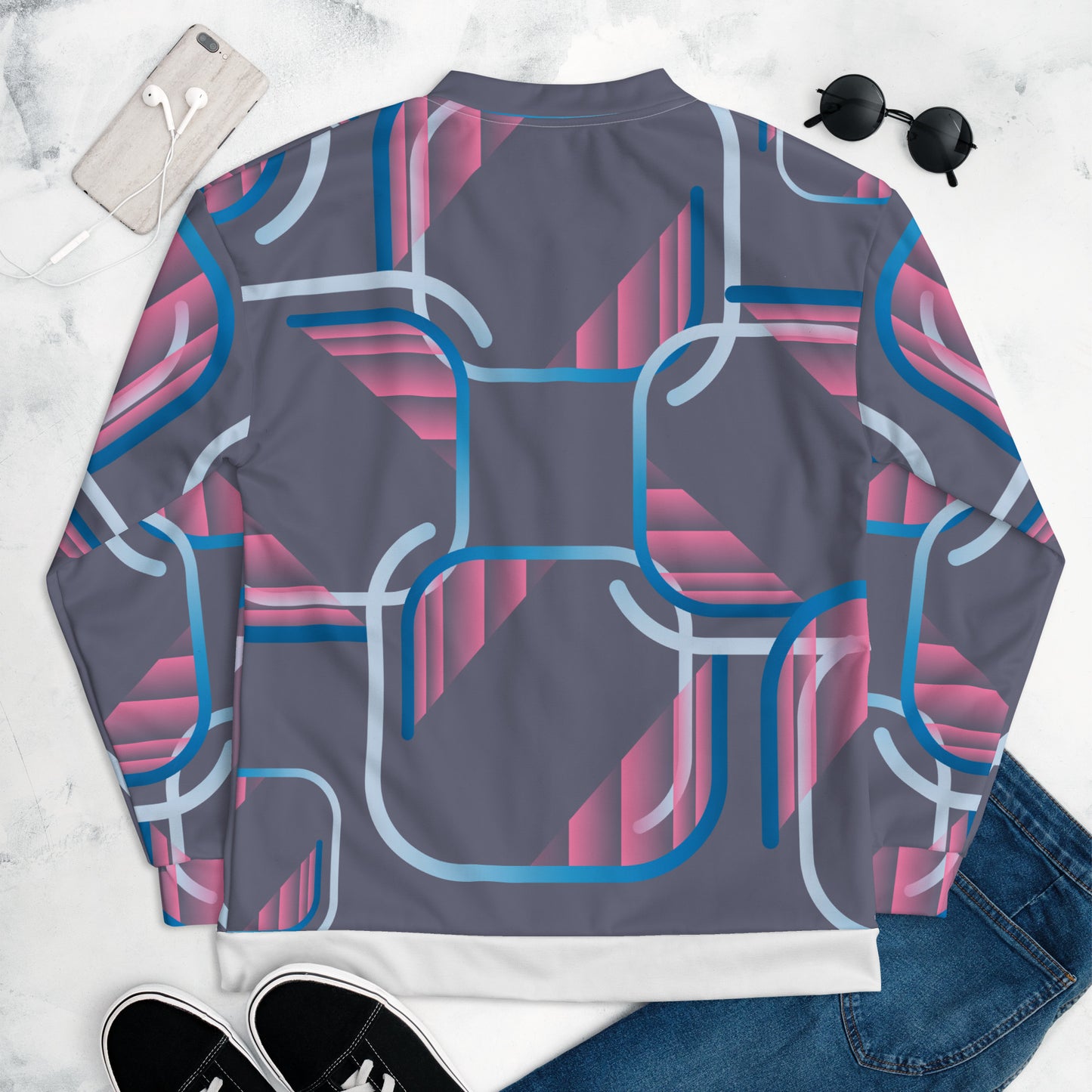 Unisex Bomber Jacket Kukloso Abstracticon Pattern No 3 - Free Shipping