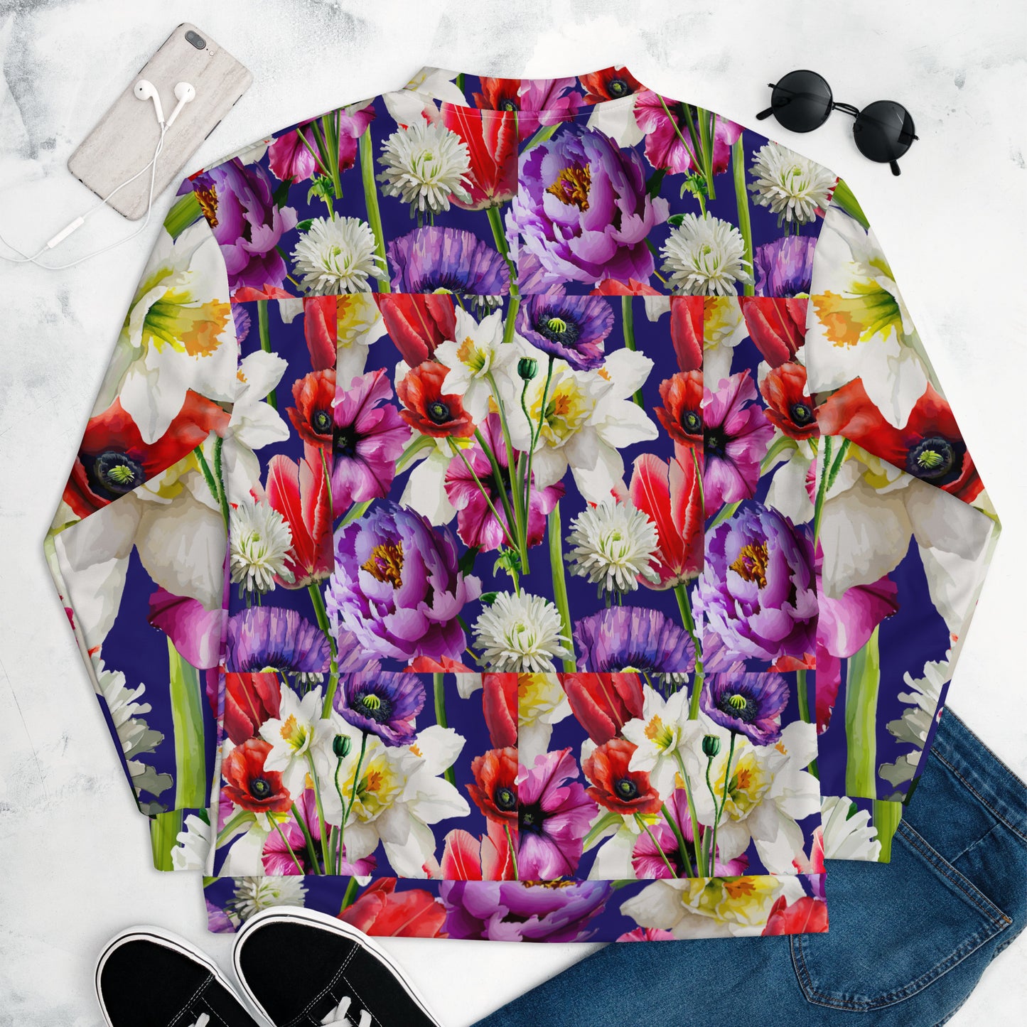 Unisex Bomber Jacket Kukloso Abstracticon Florals No 9 - Free Shipping